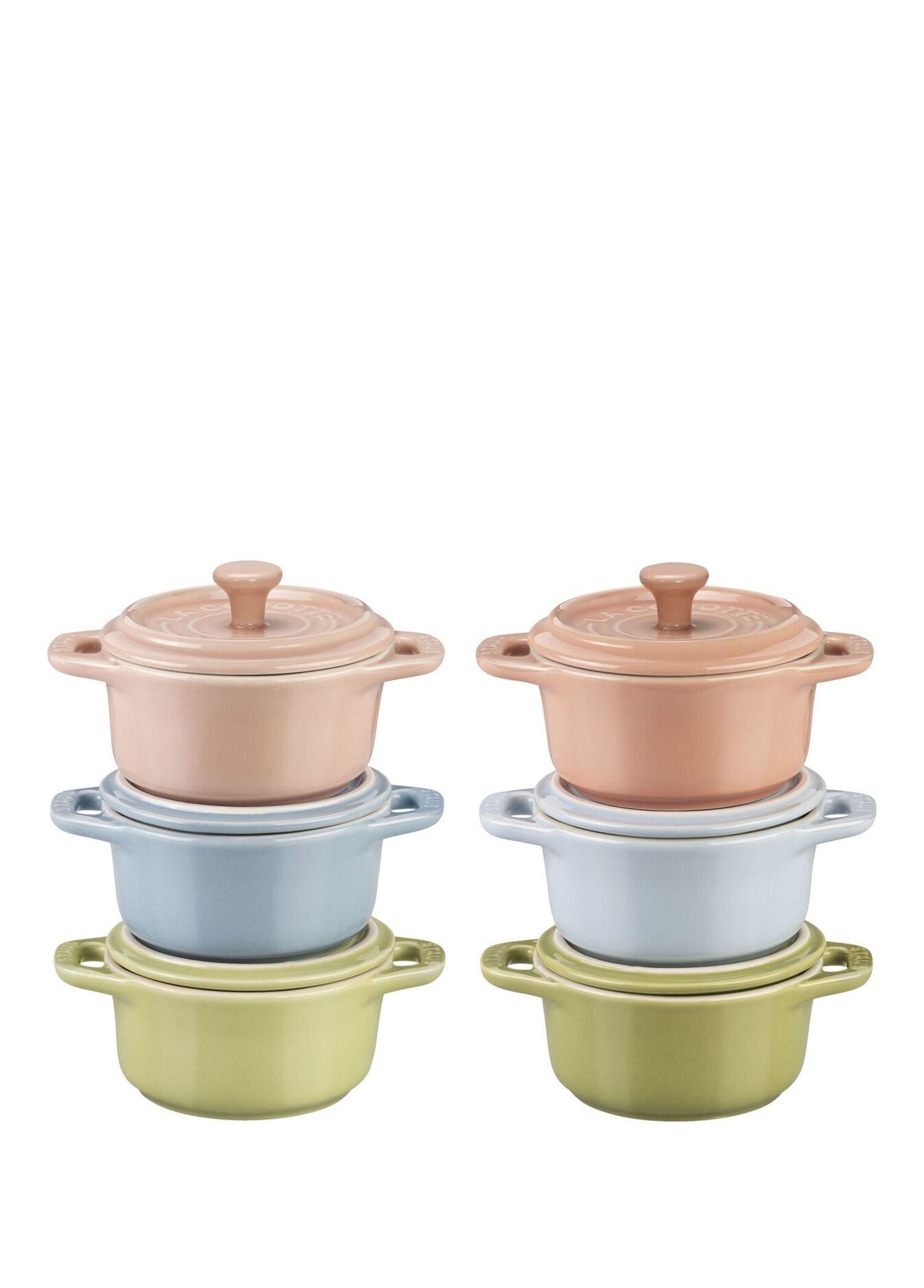 Renkli Seramik 6'lı Mini Cocotte Fırın Kabı Seti