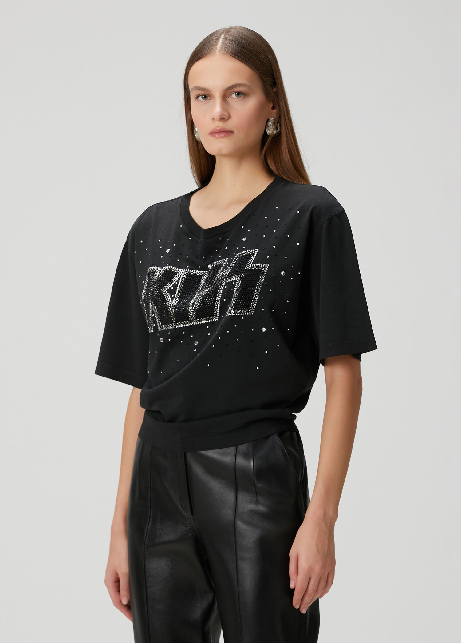 Siyah Taşlı T-shirt