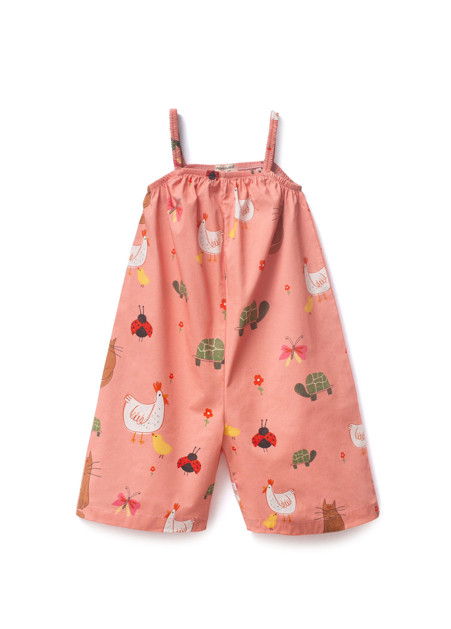 Little Farm Desenli Pembe Kız Çocuk Tulum Salopet