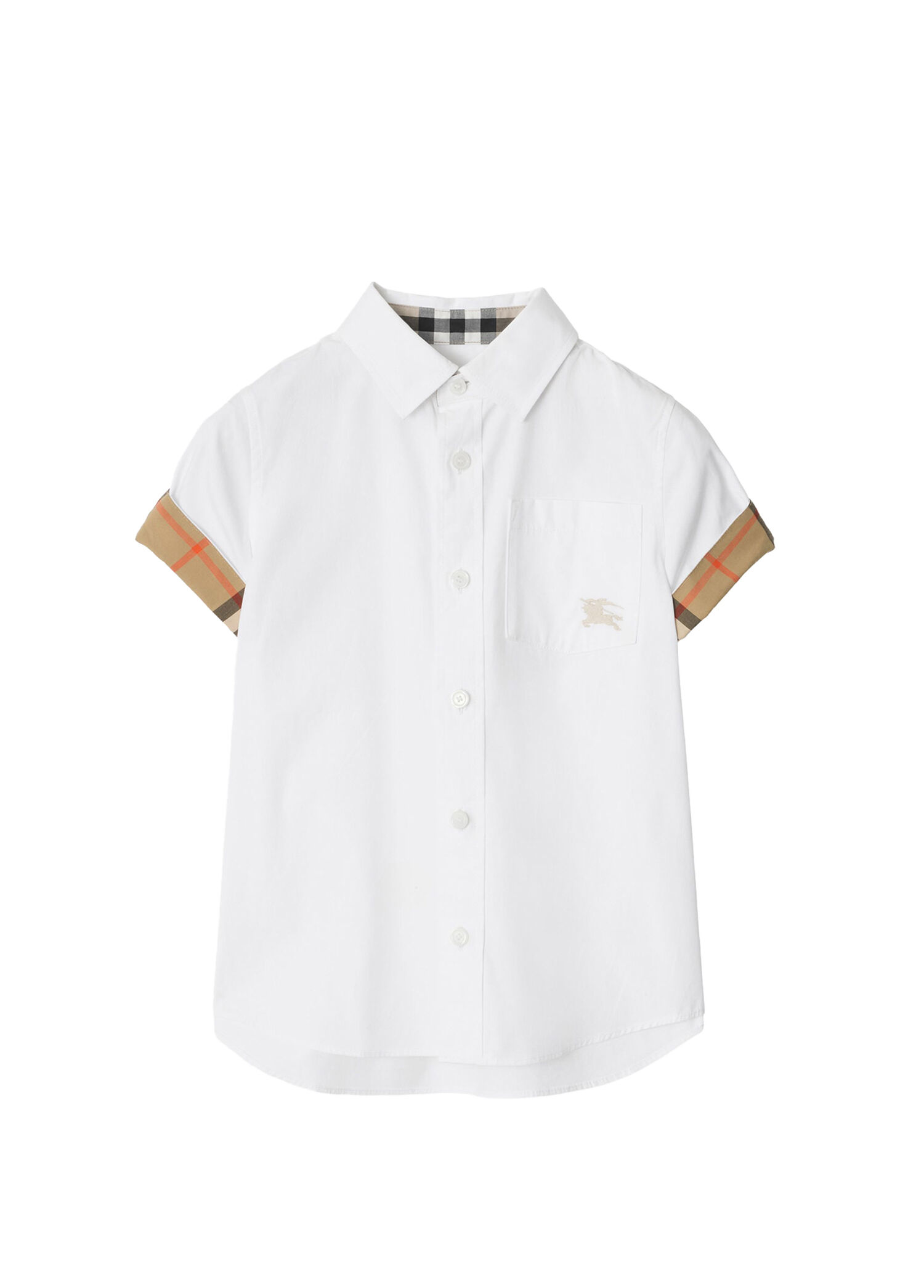 Owen Check Beyaz Kısa Kollu Unisex Çocuk Gömlek