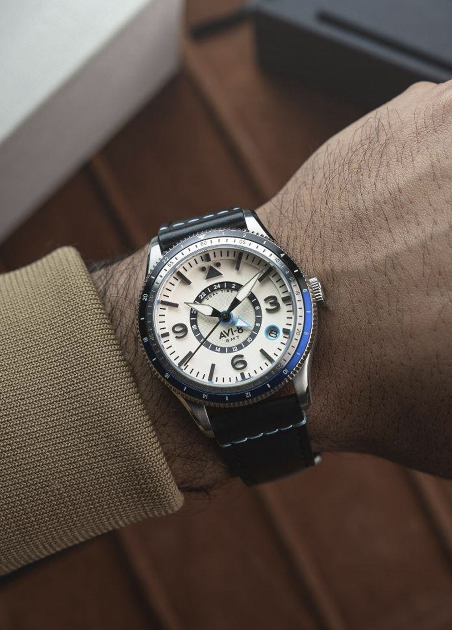 AVI-8 Siyah Erkek Flyboy Airmaster GMT AV-4128-02 Siyah Deri Erkek