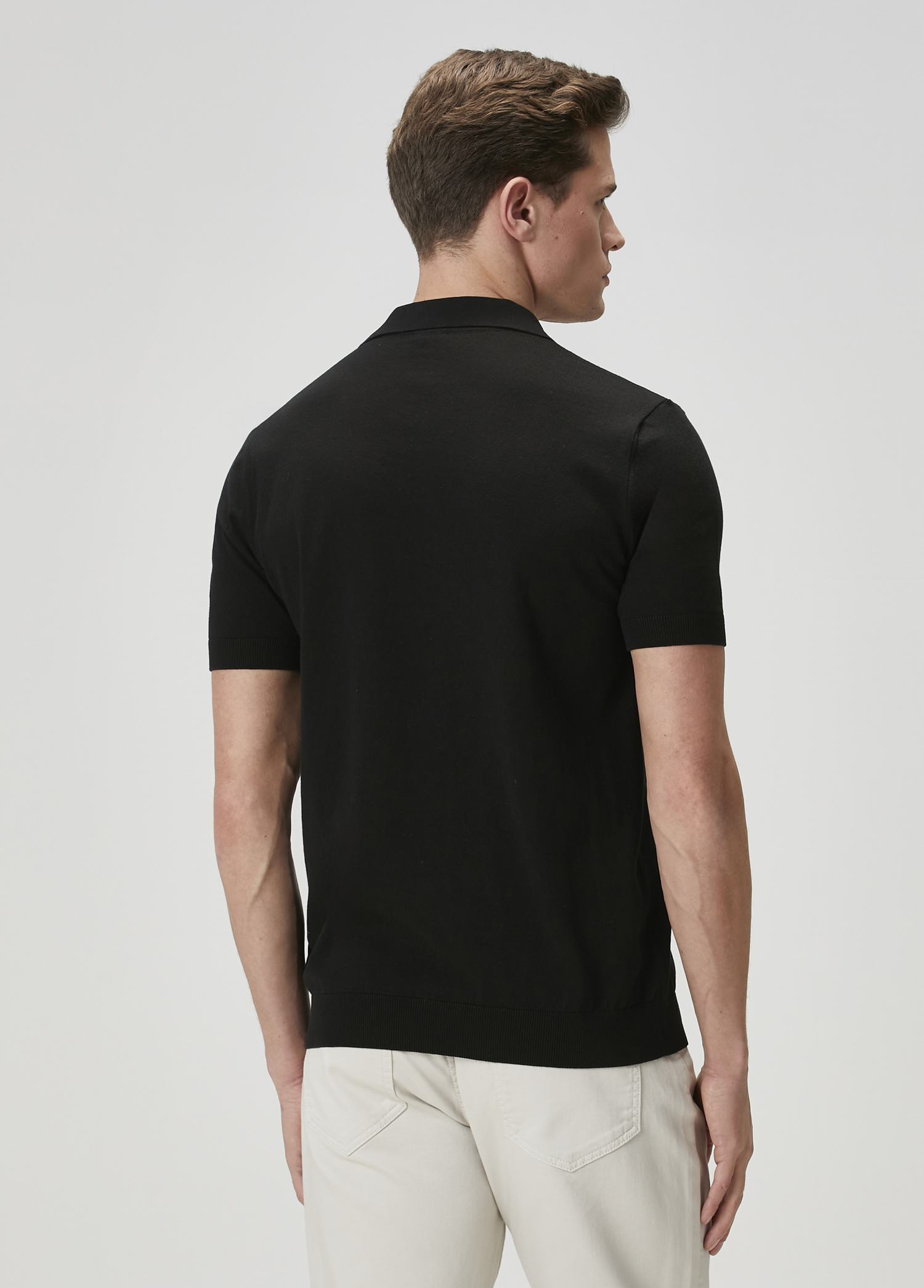 Siyah İpek Polo Triko_4
