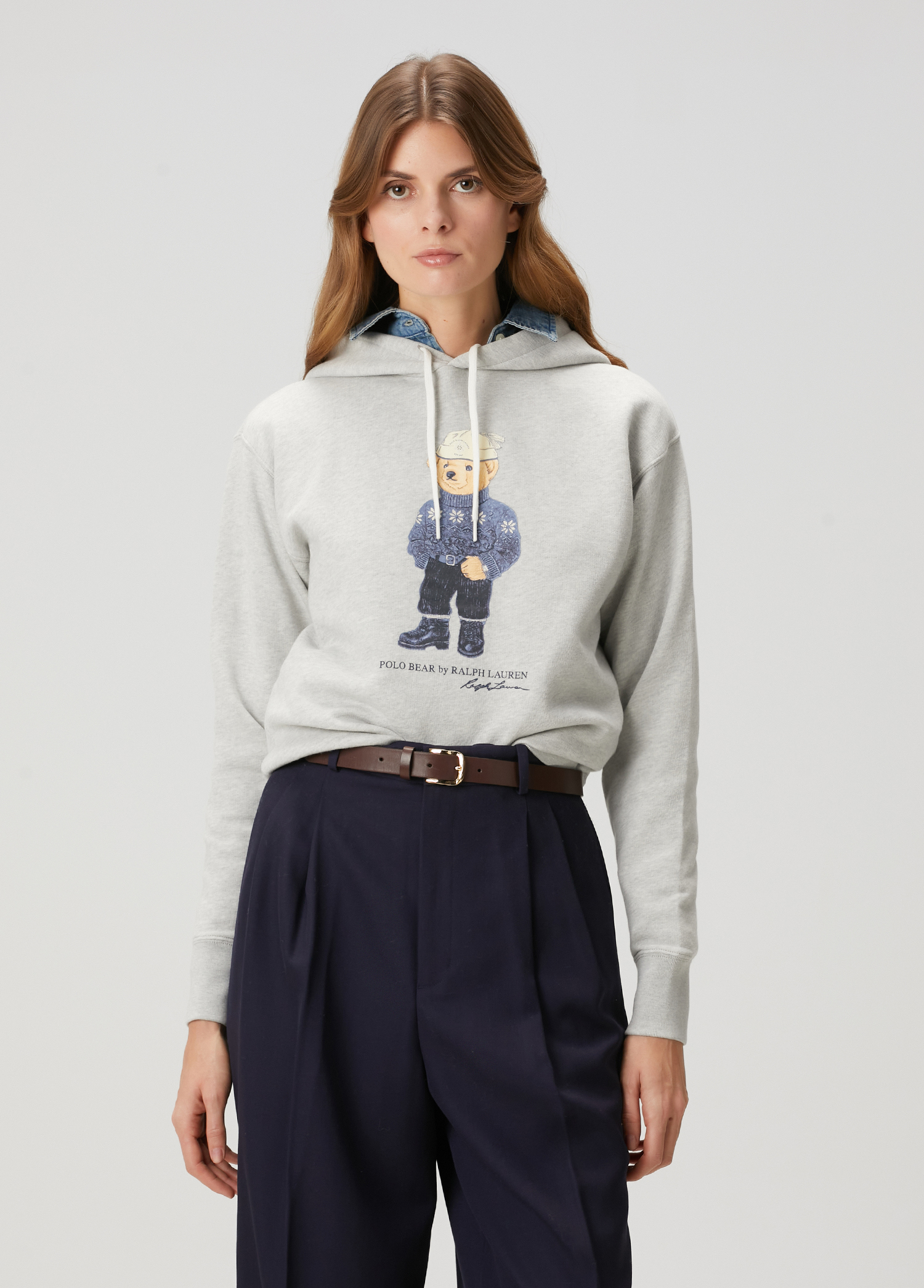 Polo Bear Gri Kapüşonlu Sweatshirt