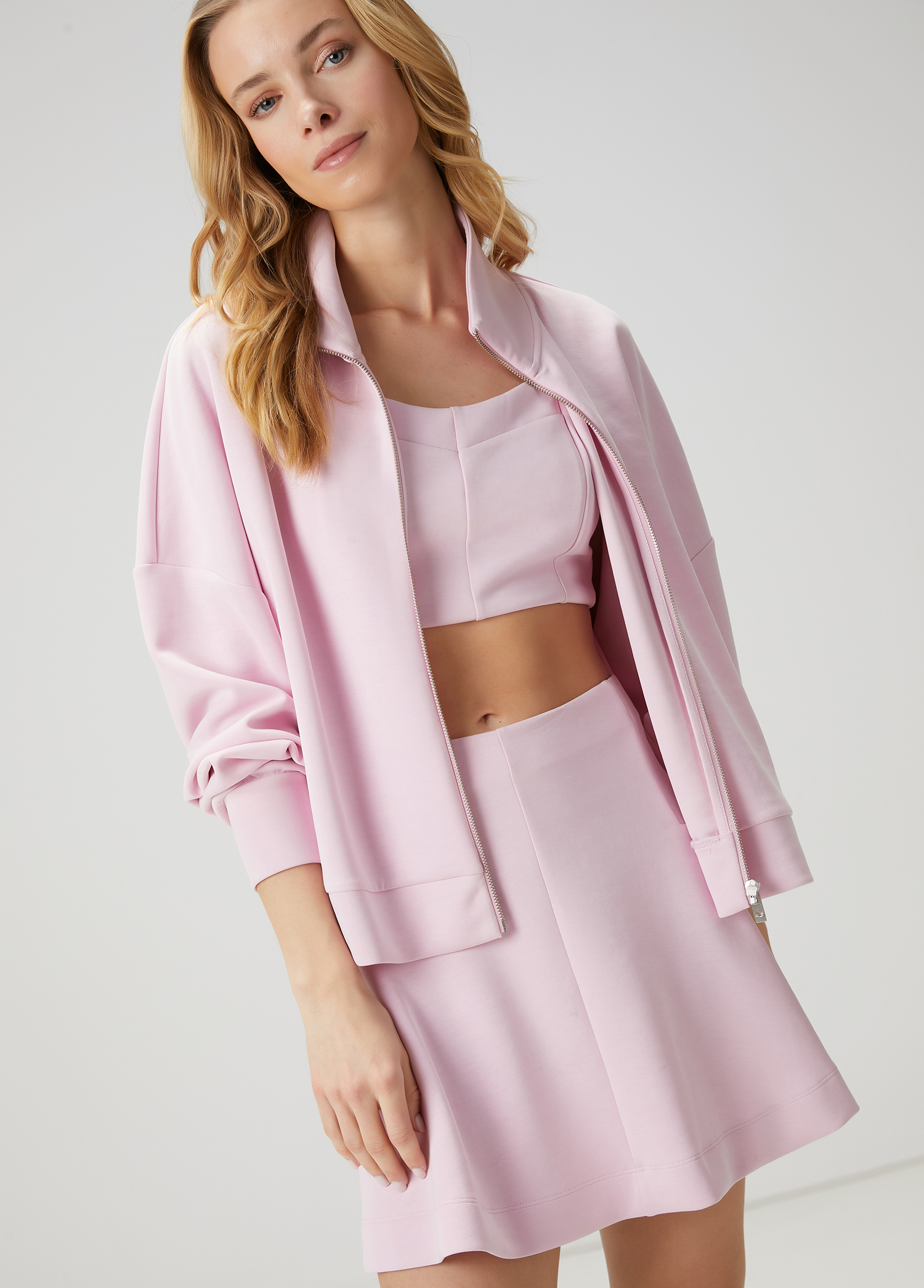Pembe Fermuarlı Sweatshirt_1