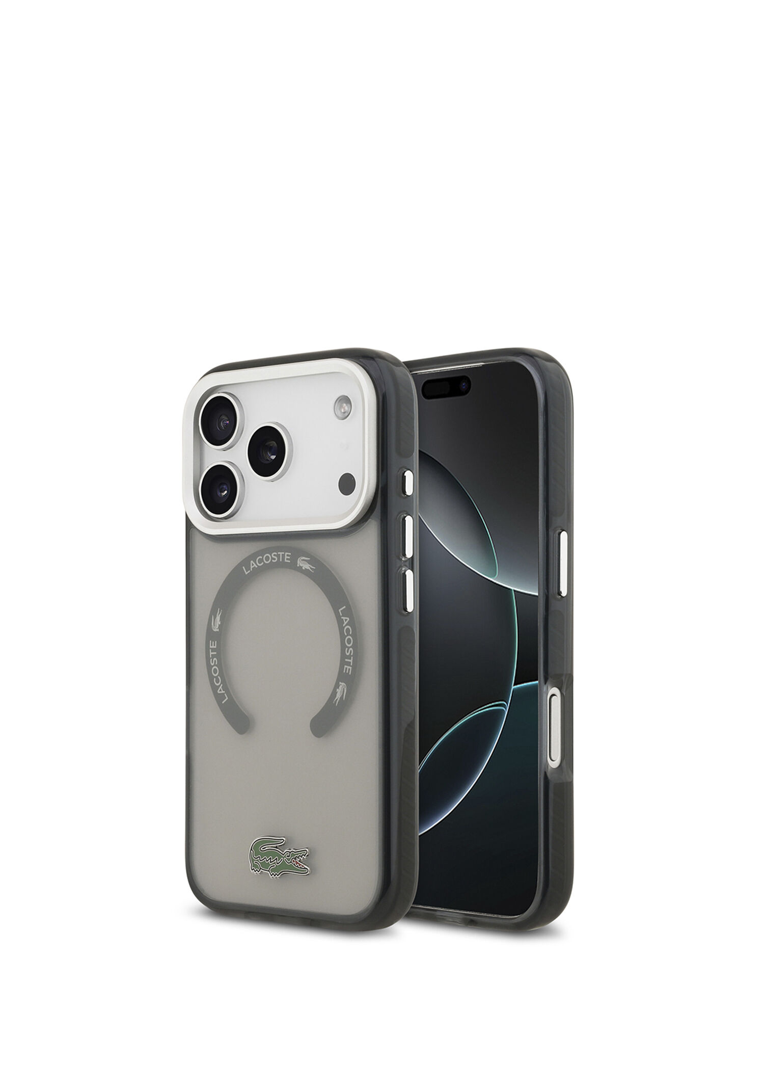 iPhone 17 Pro İkonik Timsah Logolu Buzlu Gri Magsafe Uyumlu Telefon Kılıfı