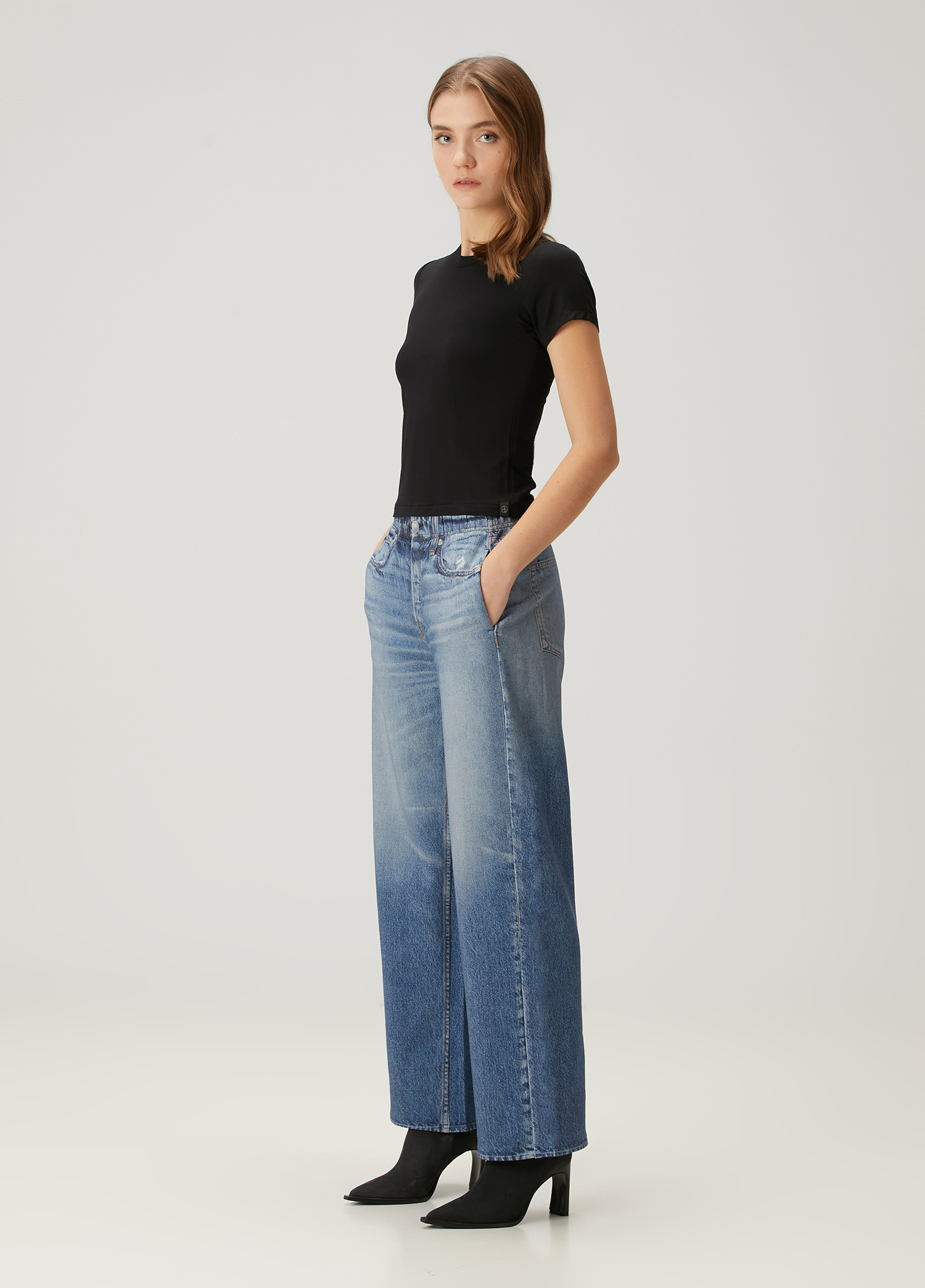 Miramar Terry Mavi Wide Leg Jean Pantolon