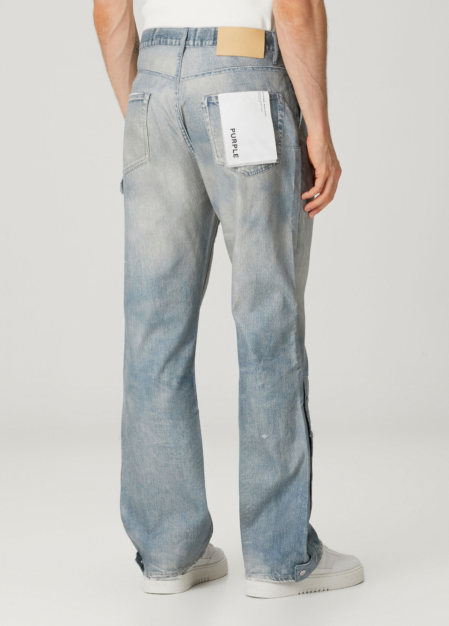 パンツ purple brand Blue denim Purple Brand P018 Zip wide-leg Jeans | Blue | FARFETCH