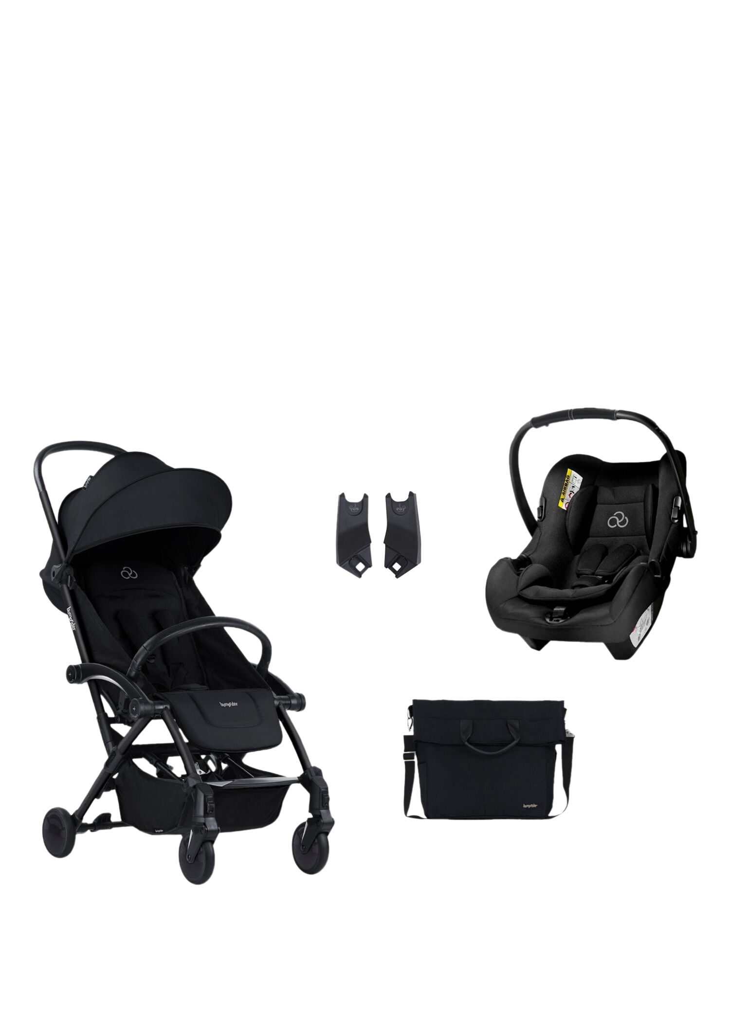 Connect³ Black Black Bebek Arabası ve Connect TRN Grup 0+ Black Oto Koltuğu ve Oto Koltuk Adaptörü