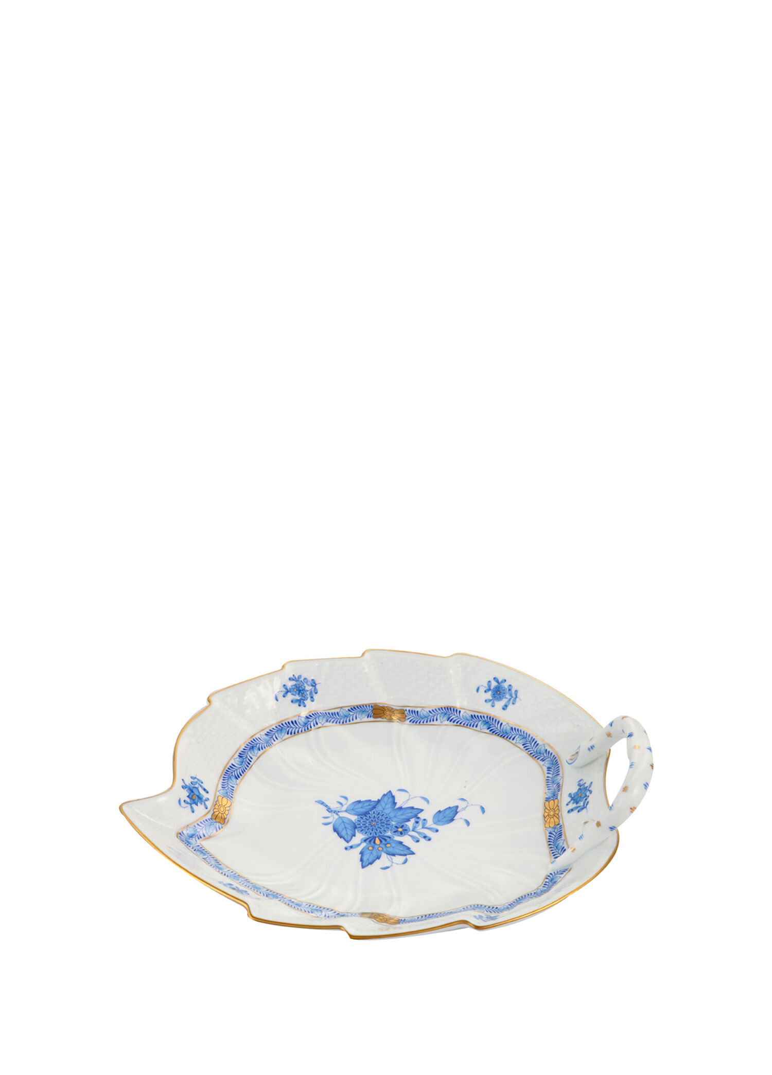 Apponyi Desenli Mavi Porselen Yaprak Tabak 23,8 cm