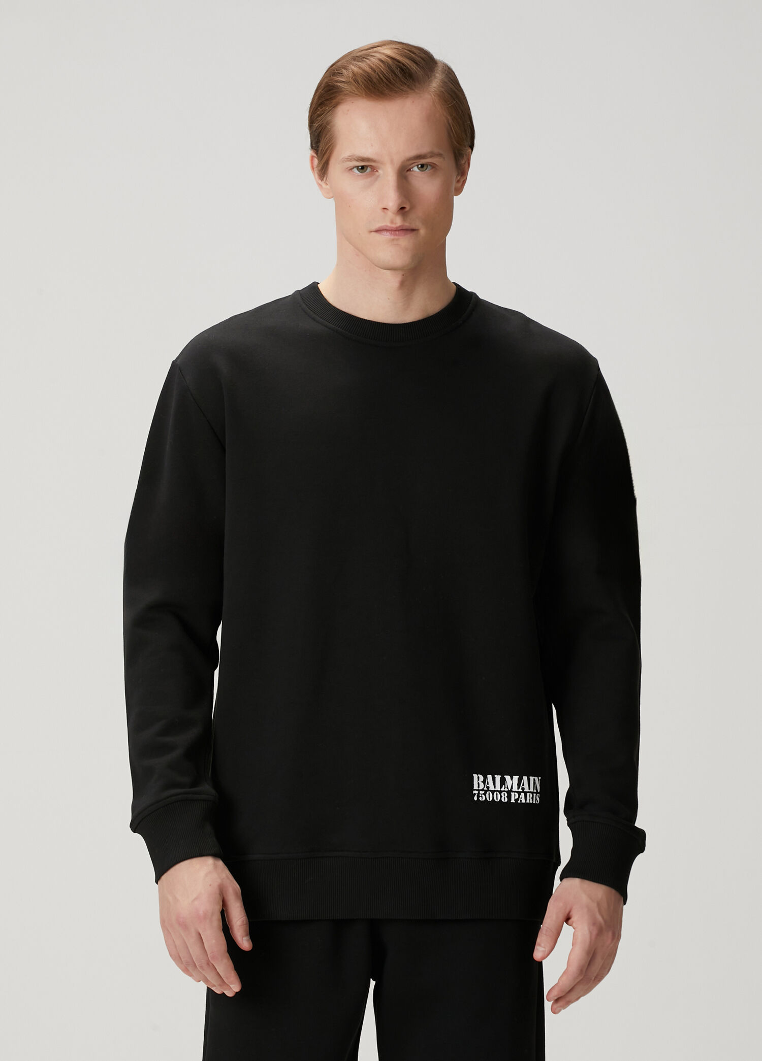 Siyah Logo Baskılı Organik Pamuk Sweatshirt