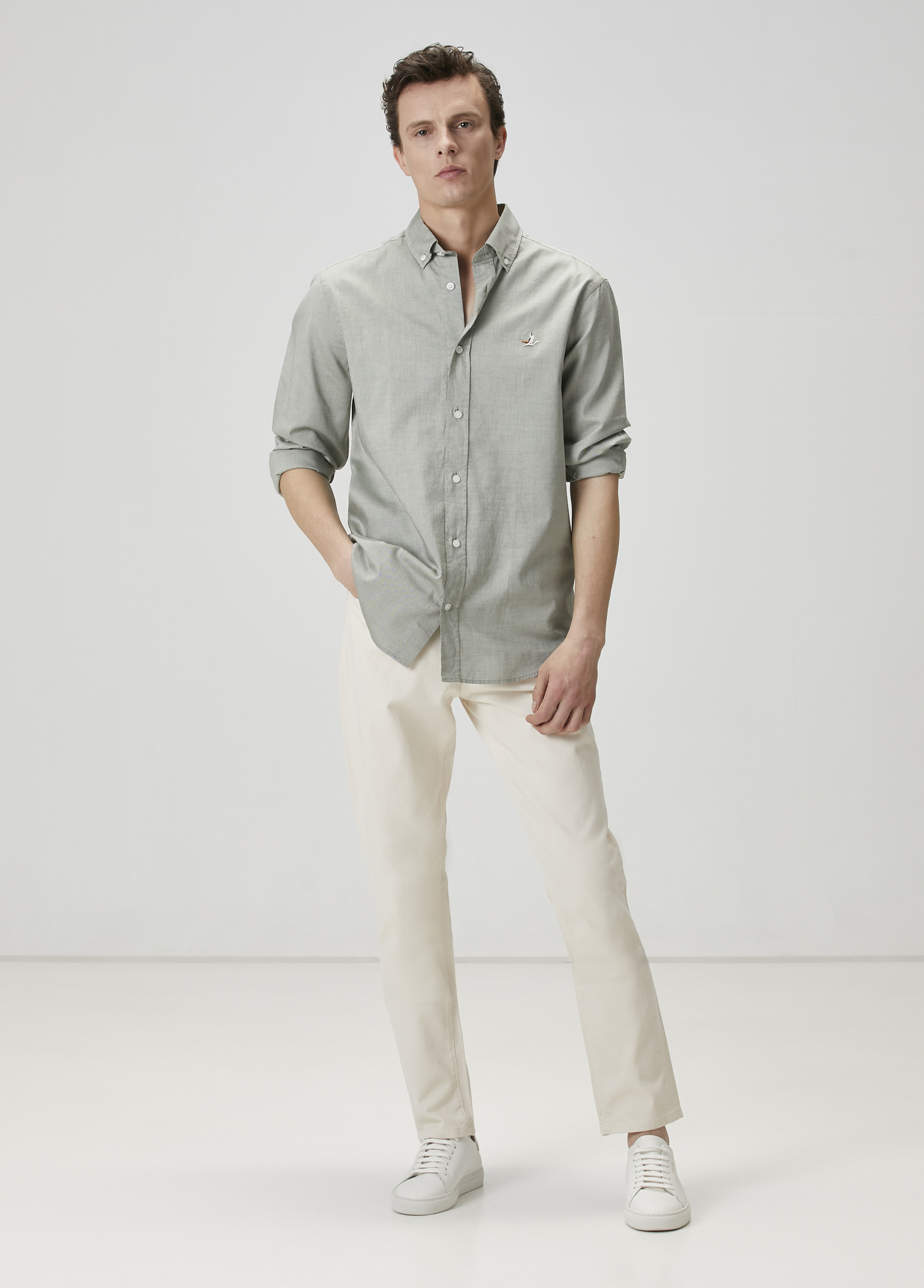 Comfort Fit Açık Haki Oxford Gömlek_1