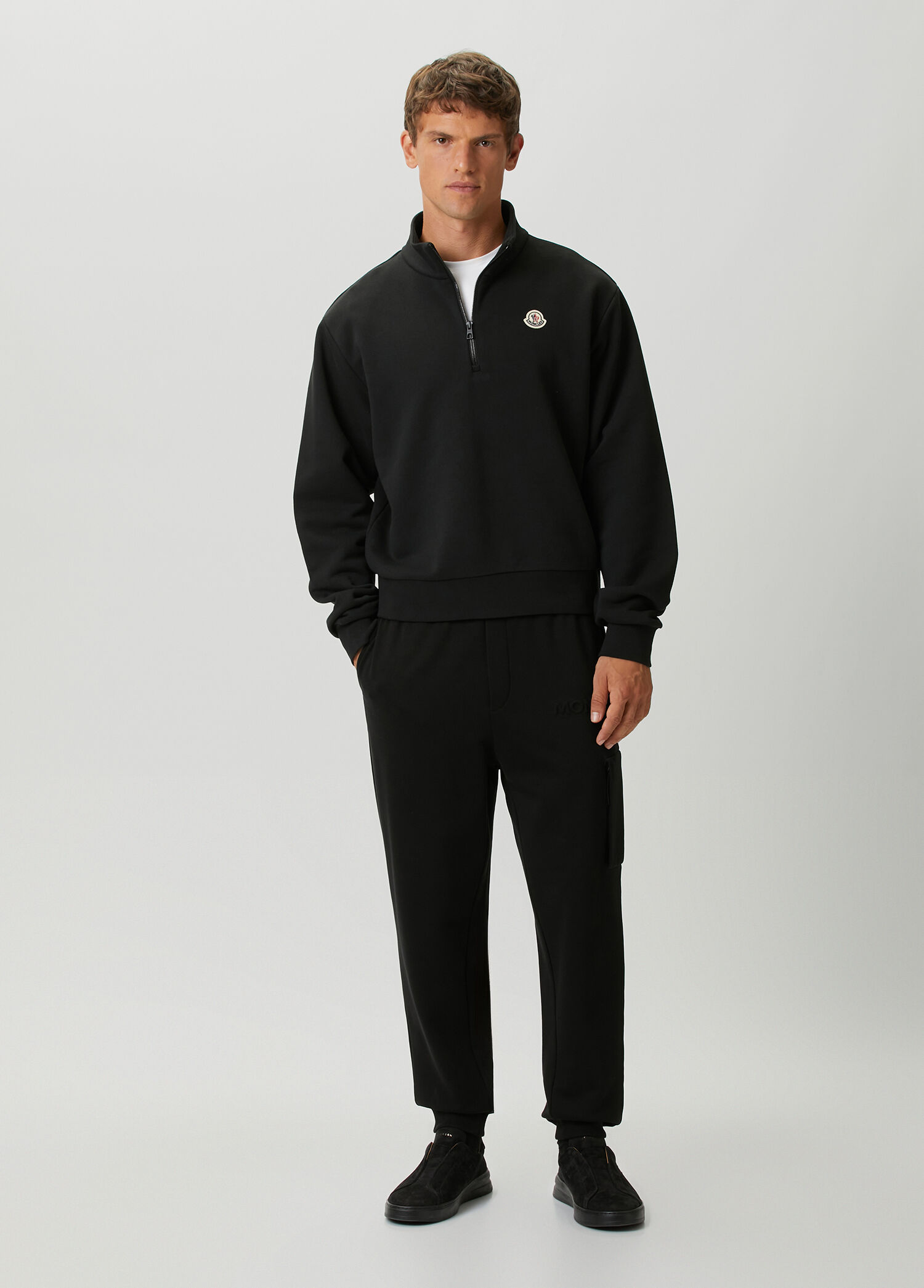 P Moncler Siyah Yakasi Fermuarli Sweatshirt