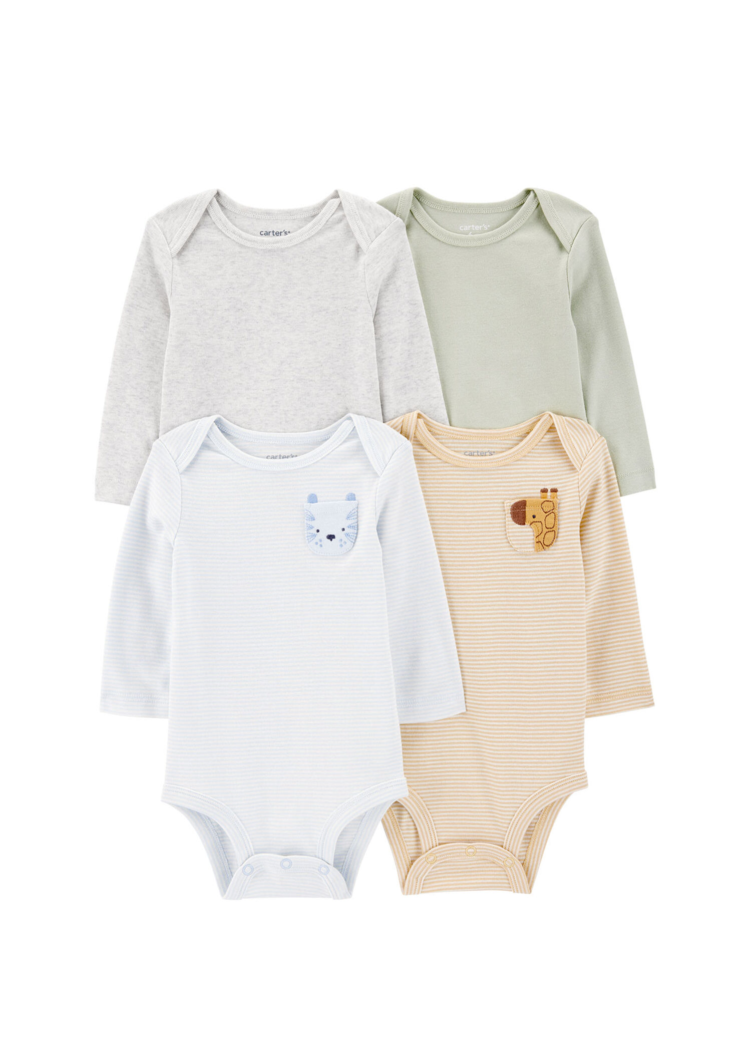 Renkli Uzun Kollu 4'lü Unisex Bebek Body Seti