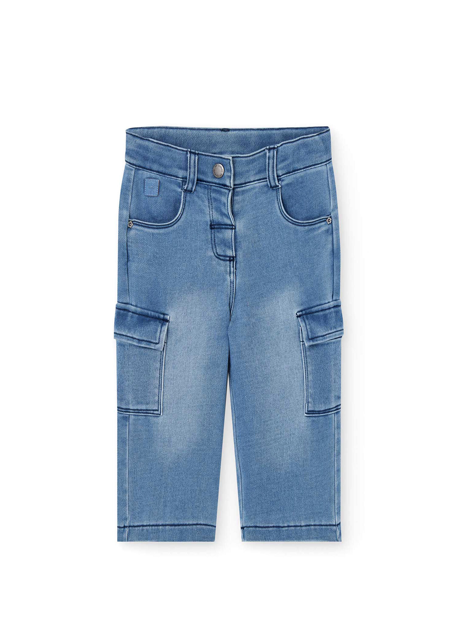 Mavi Kargo Cepli Kız Çocuk Denim Pantolon