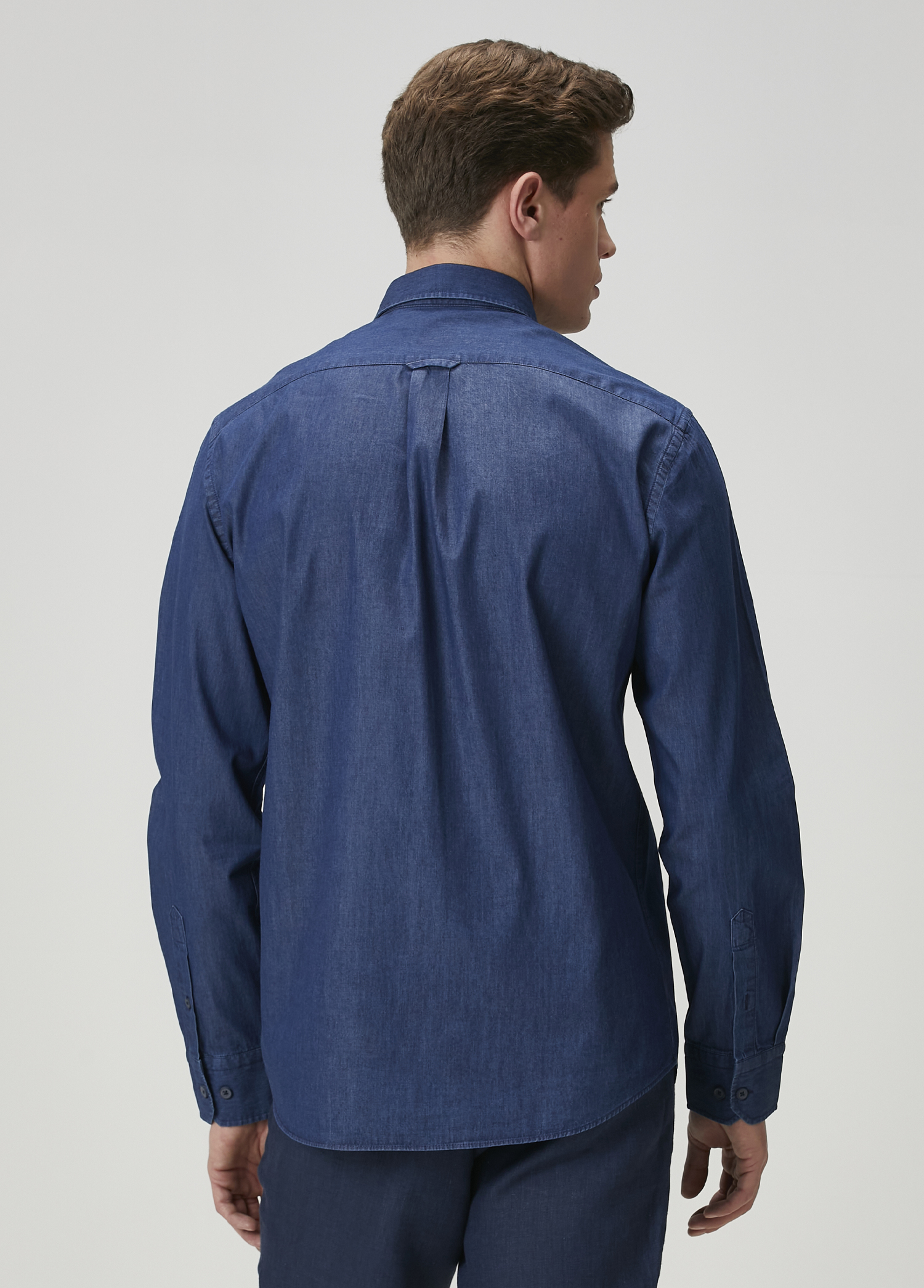 Comfort Fit Lacivert Denim Gömlek_4