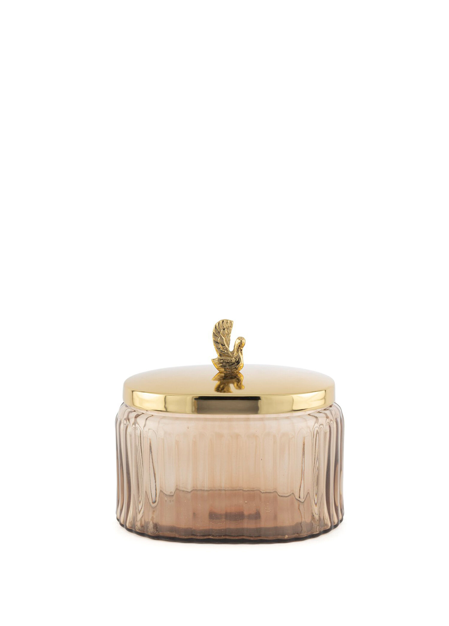Gold Metal Kapaklı Cam Oval Kavanoz 19 cm