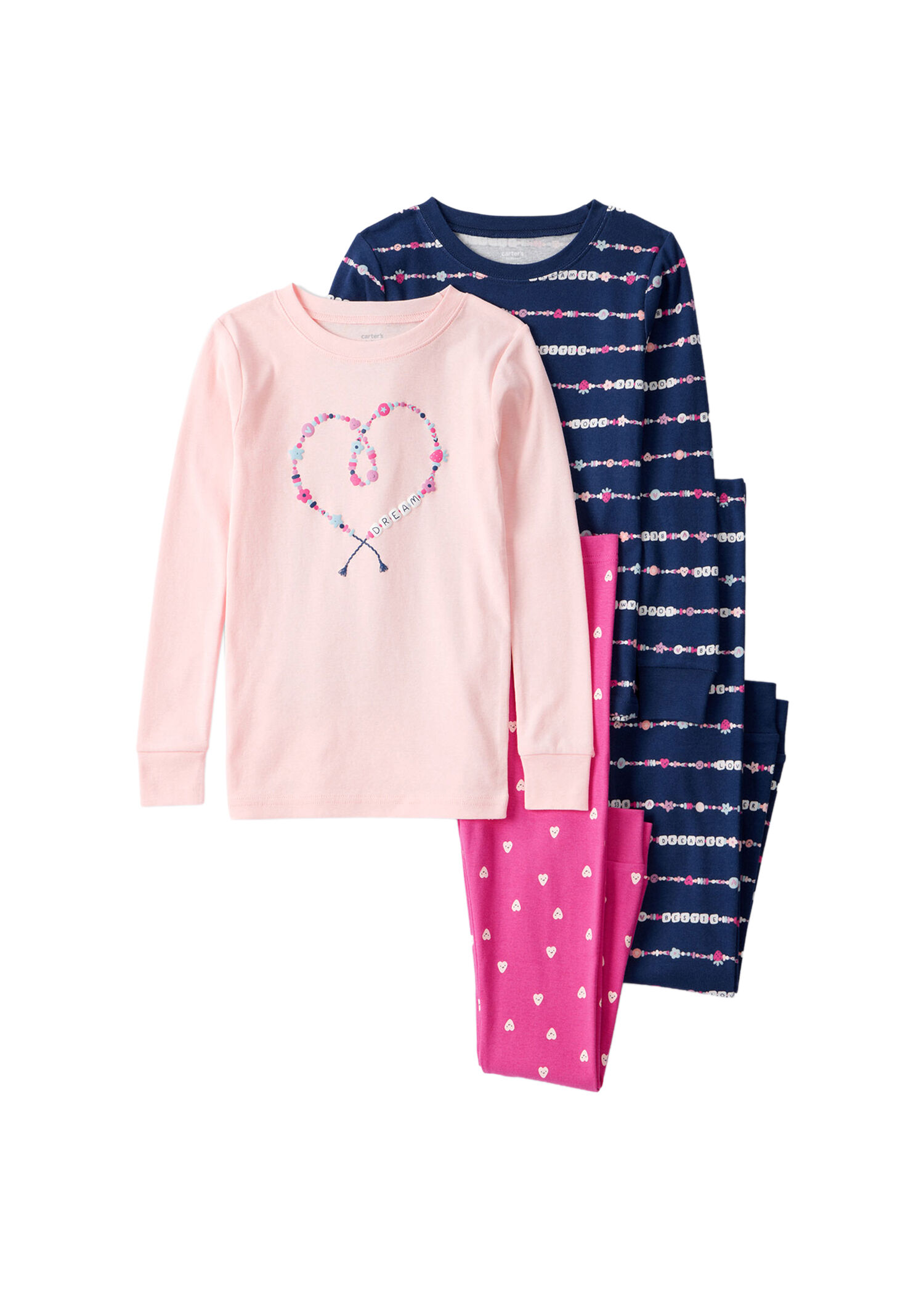 Pembe Uzun Kollu 2'li Kız Çocuk Pijama Seti