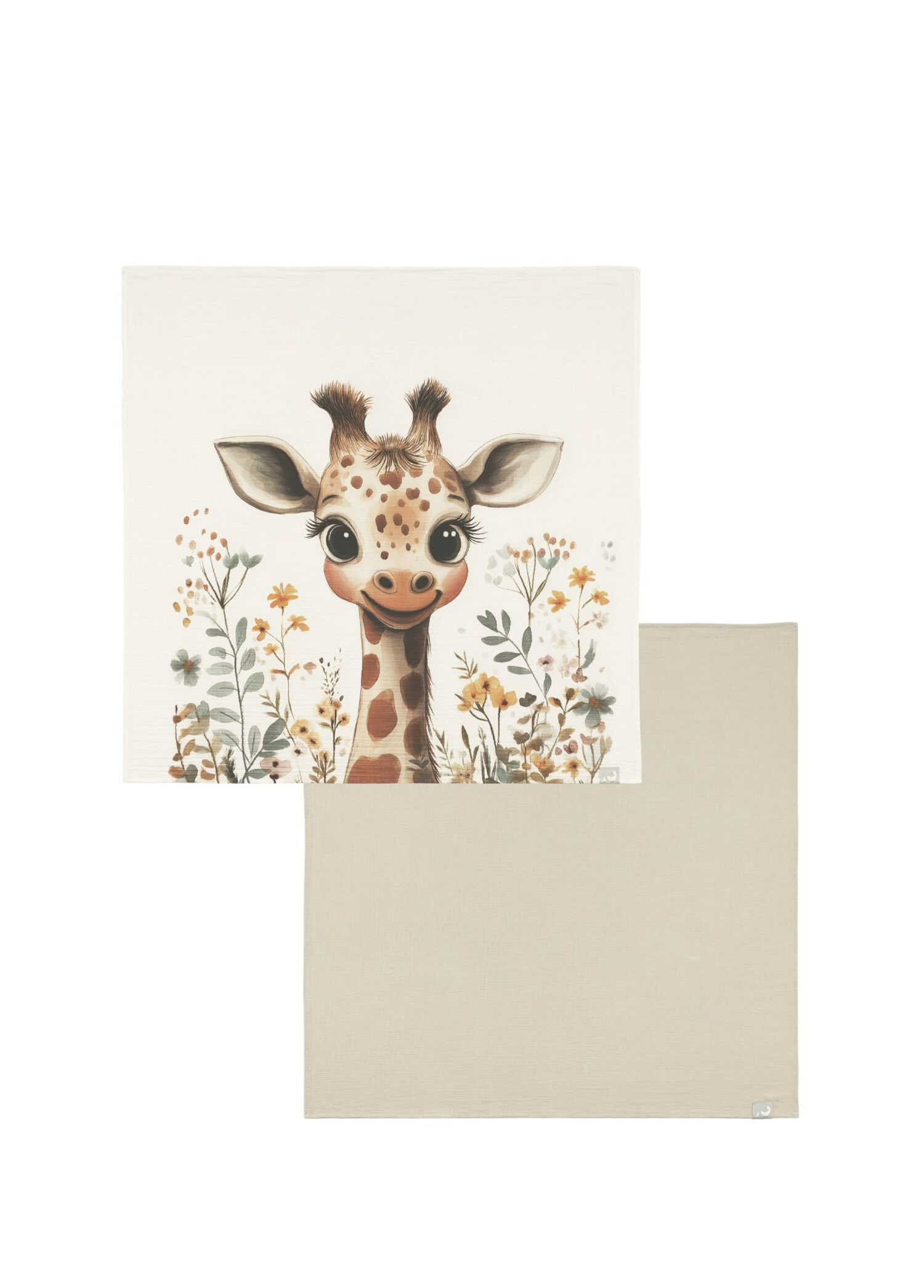 Baby Giraffe & Teddy Beige Pamuklu Müslin 2'li Bebek Örtüsü Seti