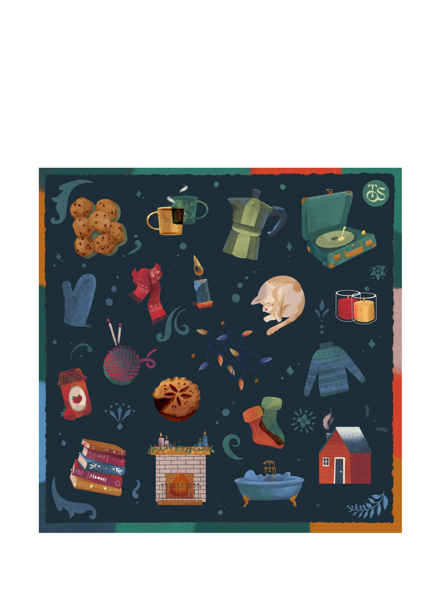 Hygge Dark Renkli Yün Kadın Şal