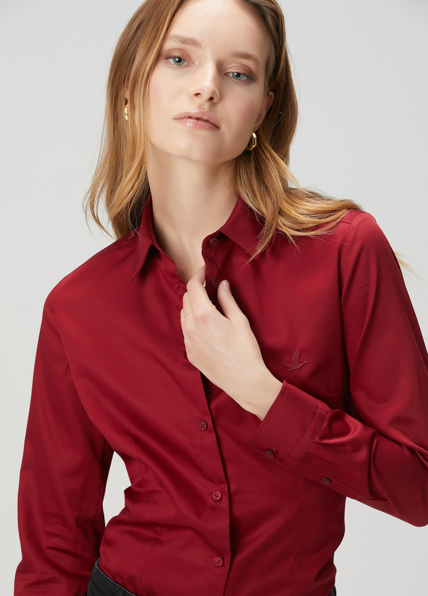 Bordo Slim Fit Gömlek_1