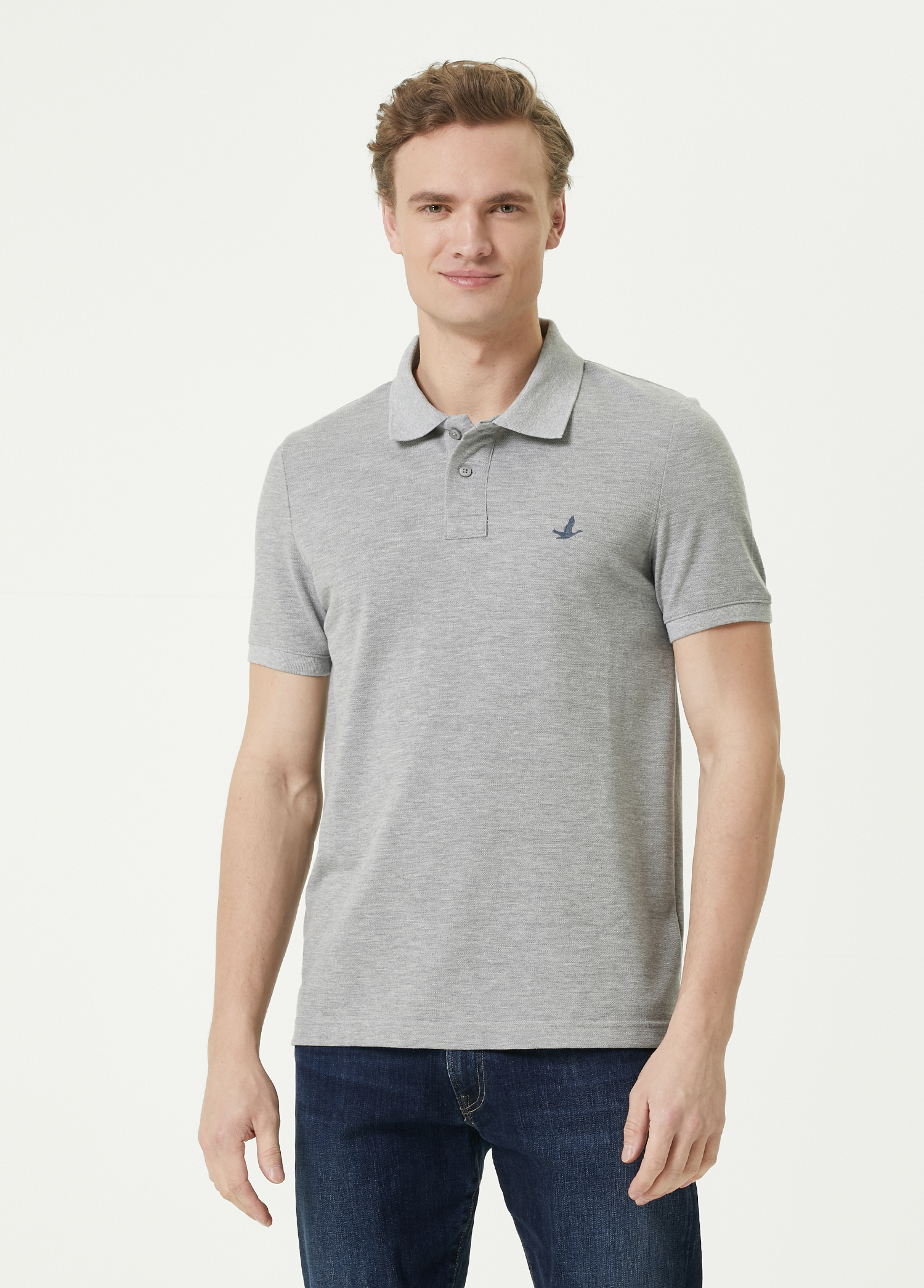 Comfort Fit Gri Polo Yaka T-shirt_1