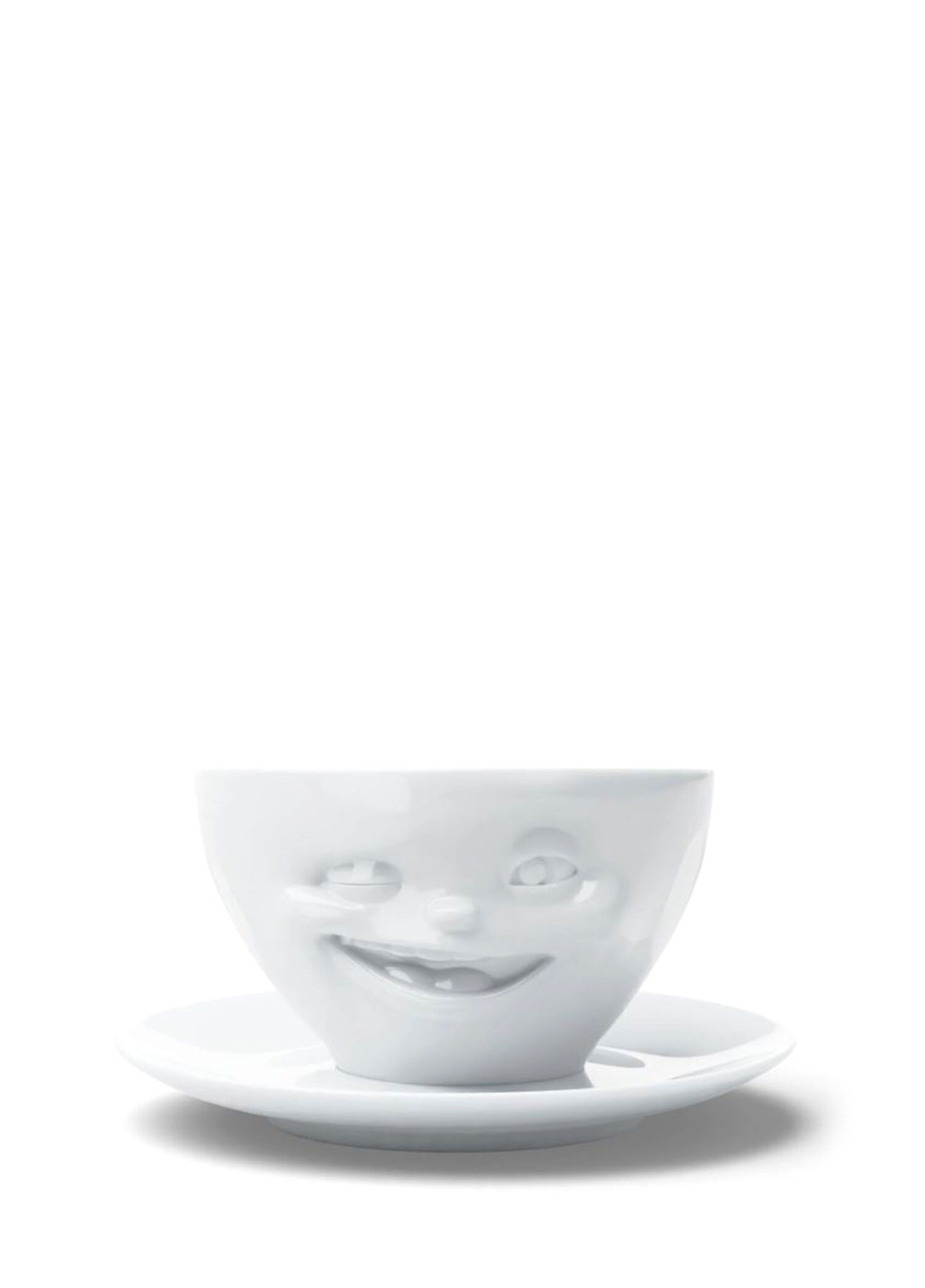 Winking Beyaz Porselen Çay Fincanı ve Tabağı
