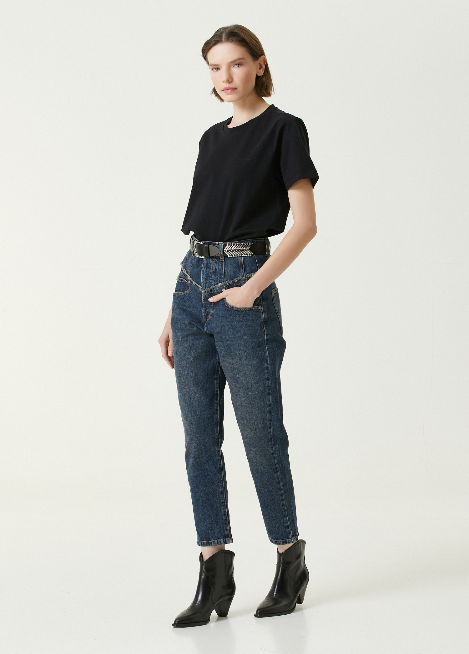 Olivia Mavi Crop Straight Jean Pantolon