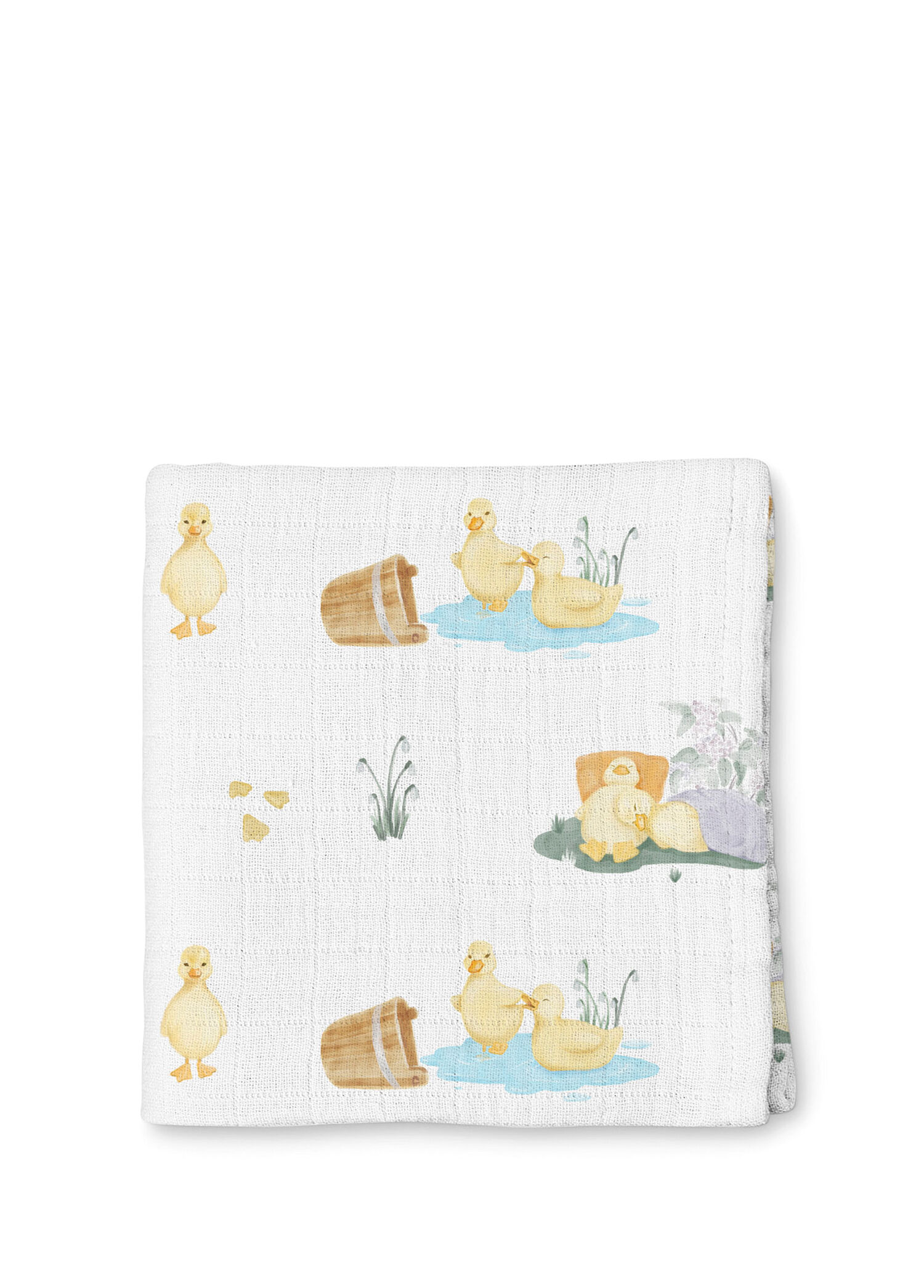 %100 Pamuk Petits Canetons Müslin Bebek Örtüsü 70x70 cm