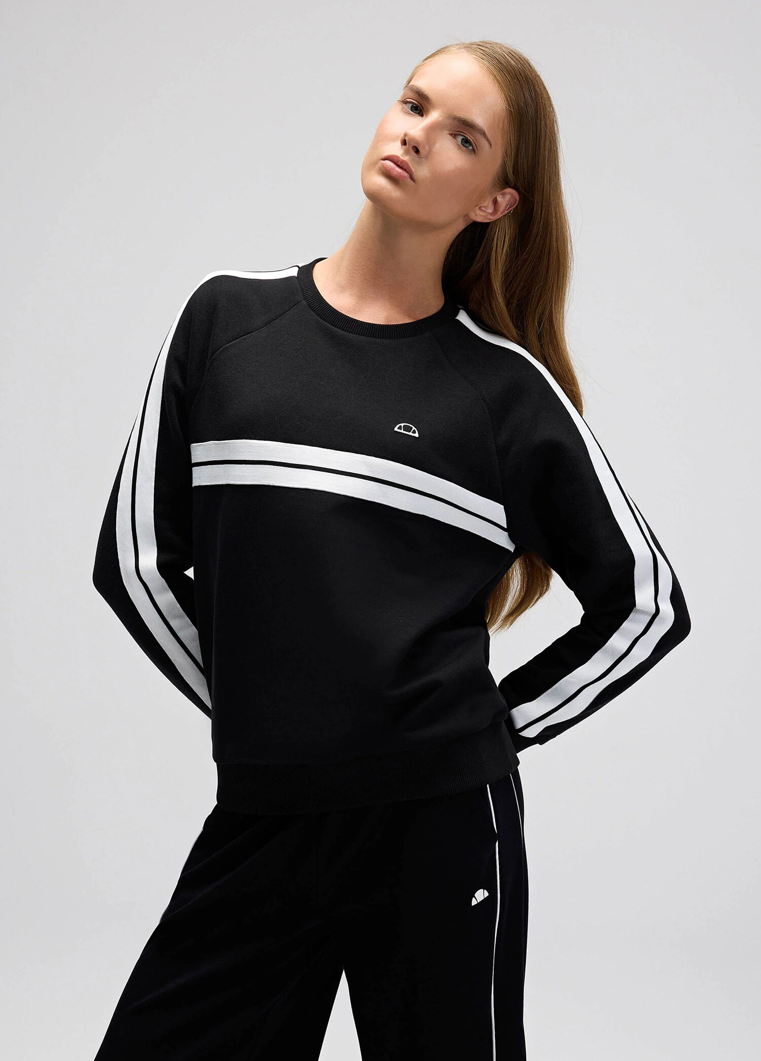 Çizgili Siyah Kadın Sweatshirt EF536-BK