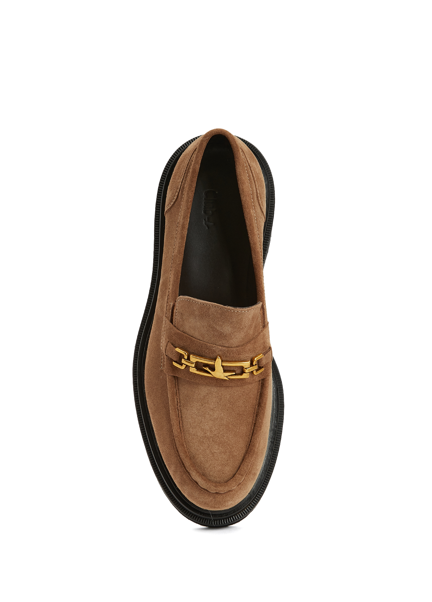 Taba Zincirli Logolu Kadın Süet Loafer_3