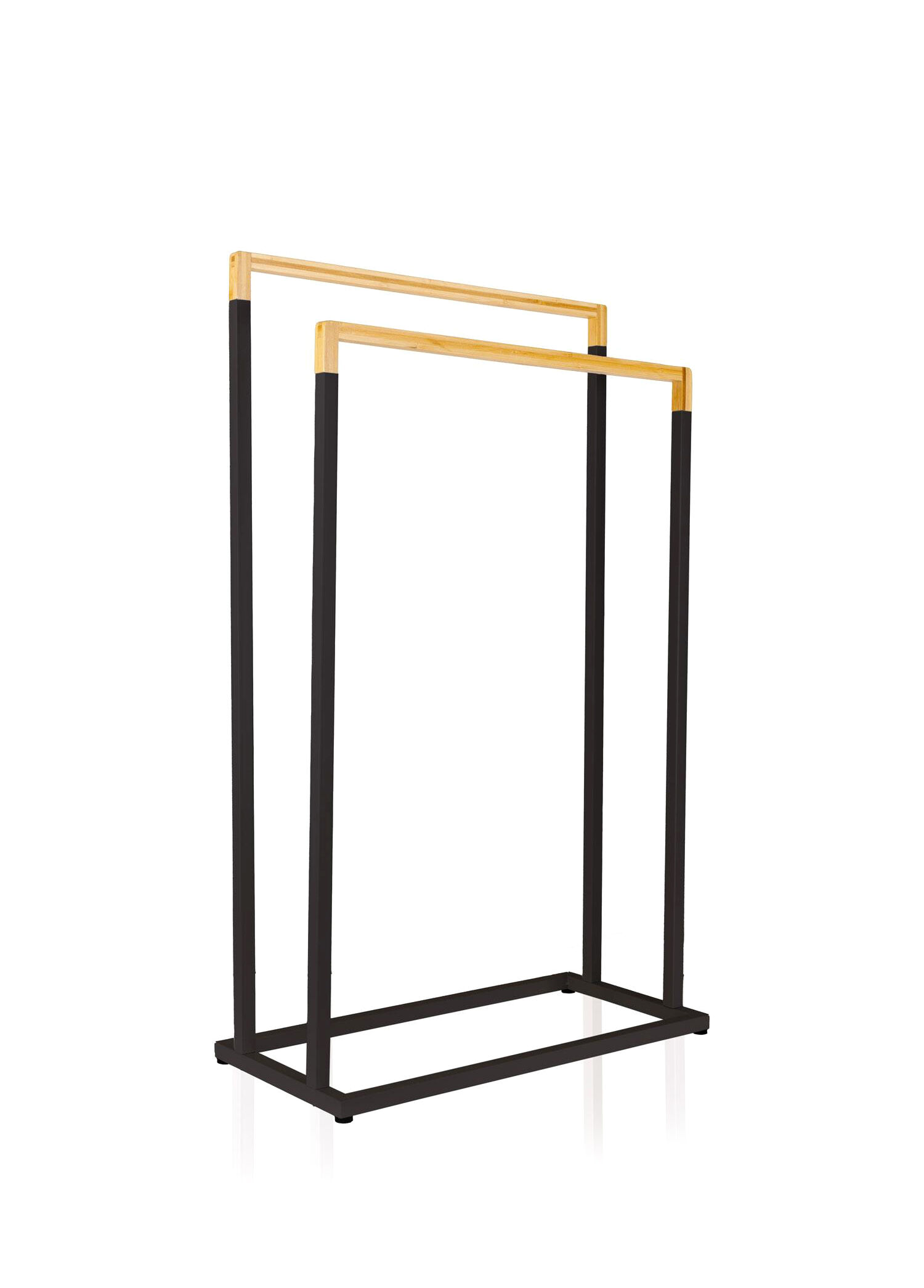 Siyah Metal Bambu Havlu Askılığı