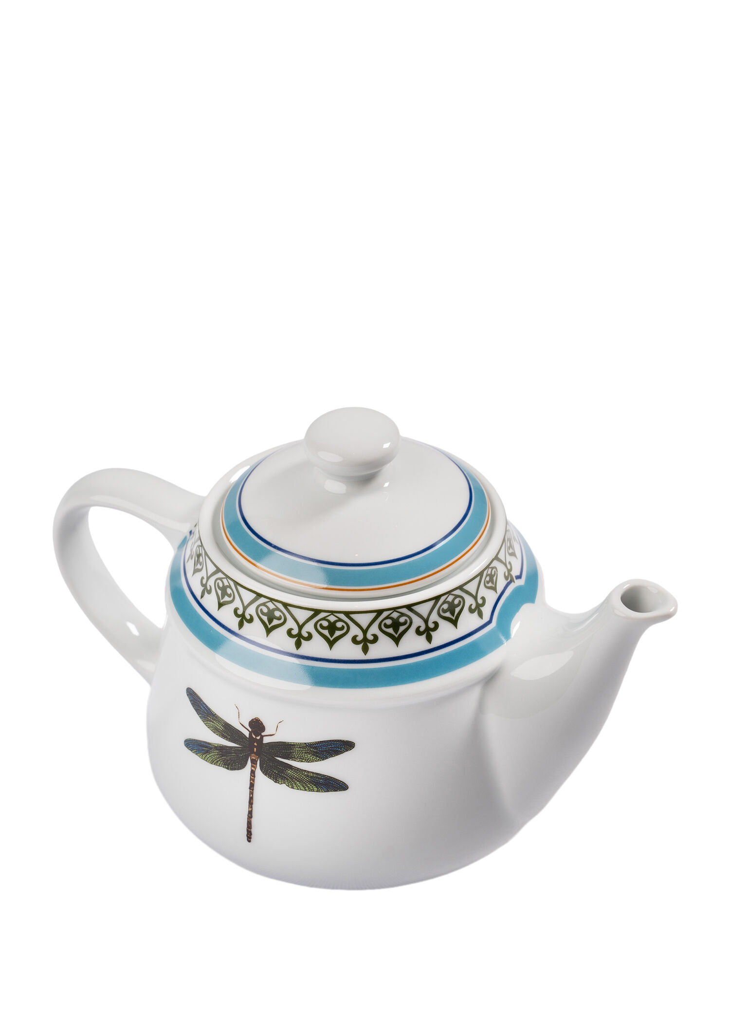 Lady Dragonfly Beyaz Yeşil Porselen Demlik