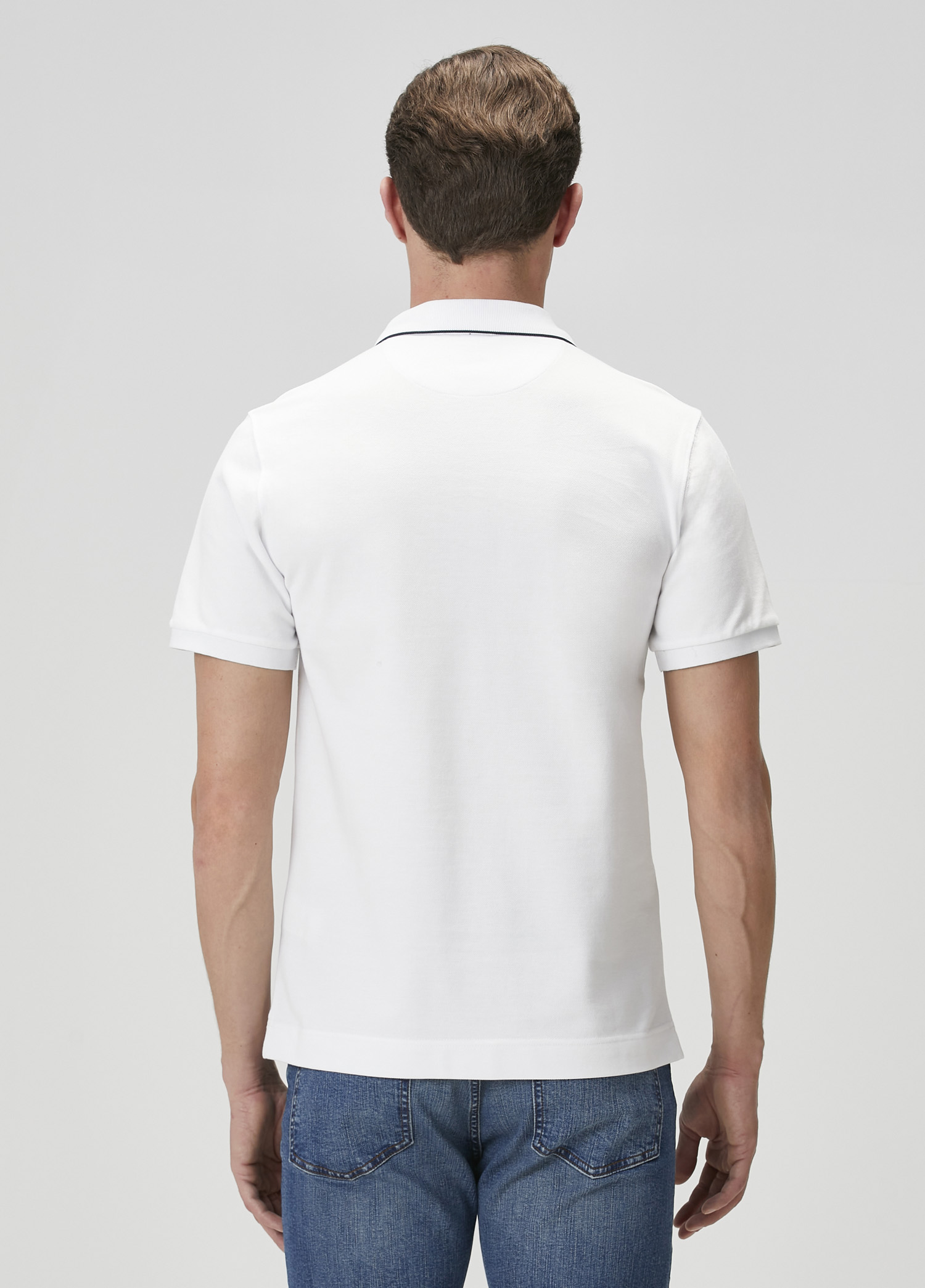 Slim Fit Beyaz Polo Yaka T-shirt_4