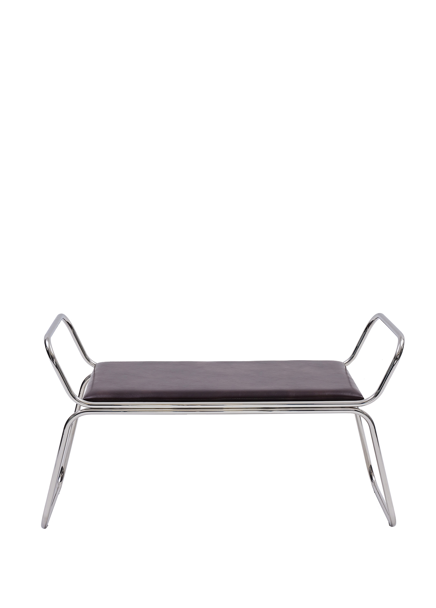 Rest Stool Metal Kahverengi Deri İki̇li̇ Bench