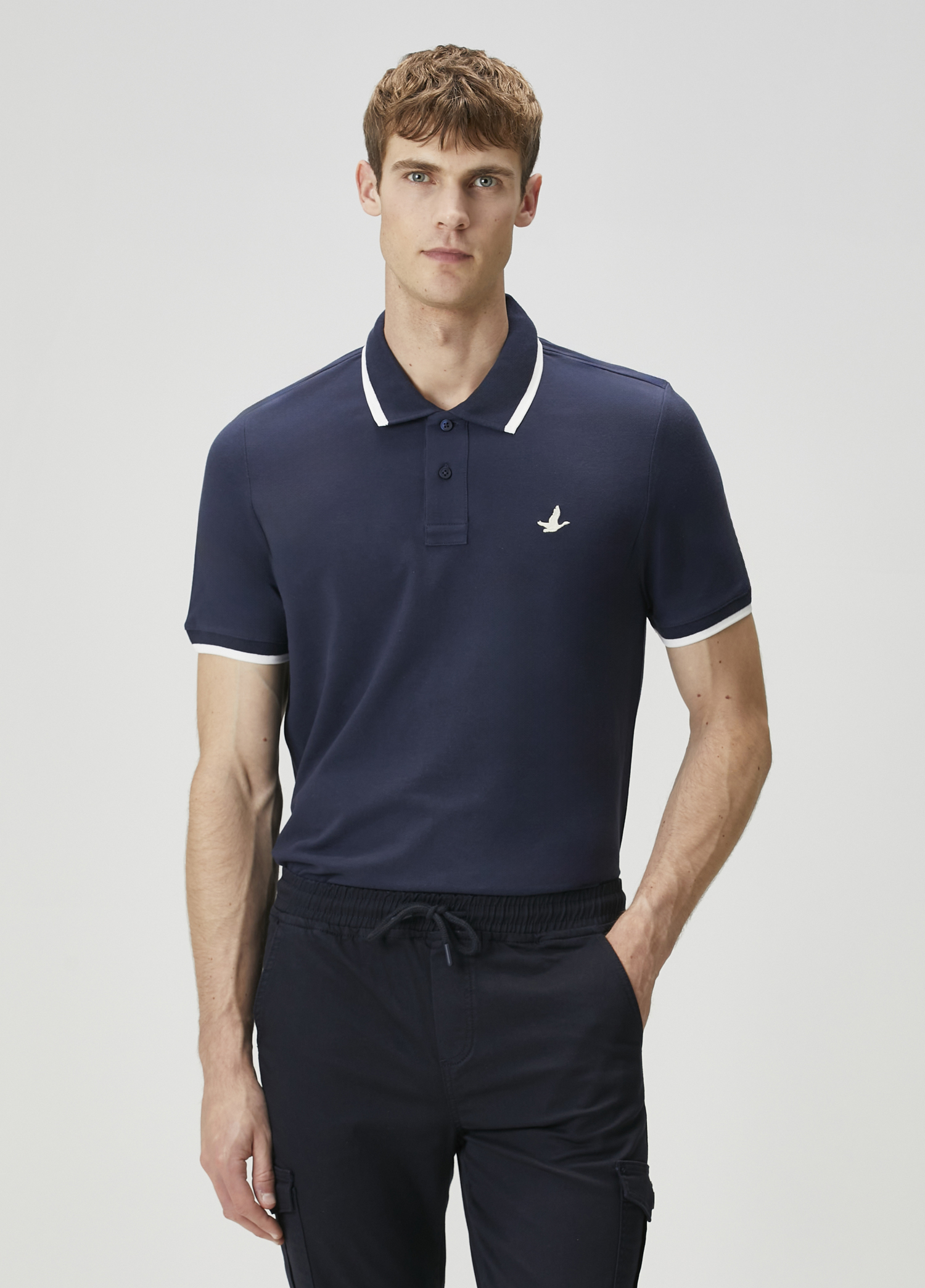 Lacivert Ekru Polo Yaka T-shirt