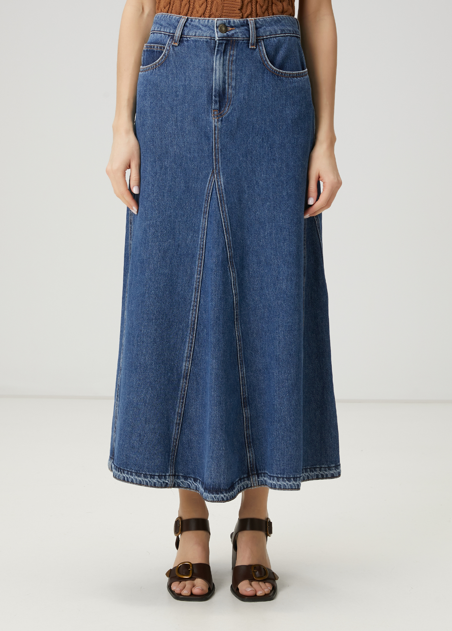 Mavi Maksi Evaze Denim Etek_2