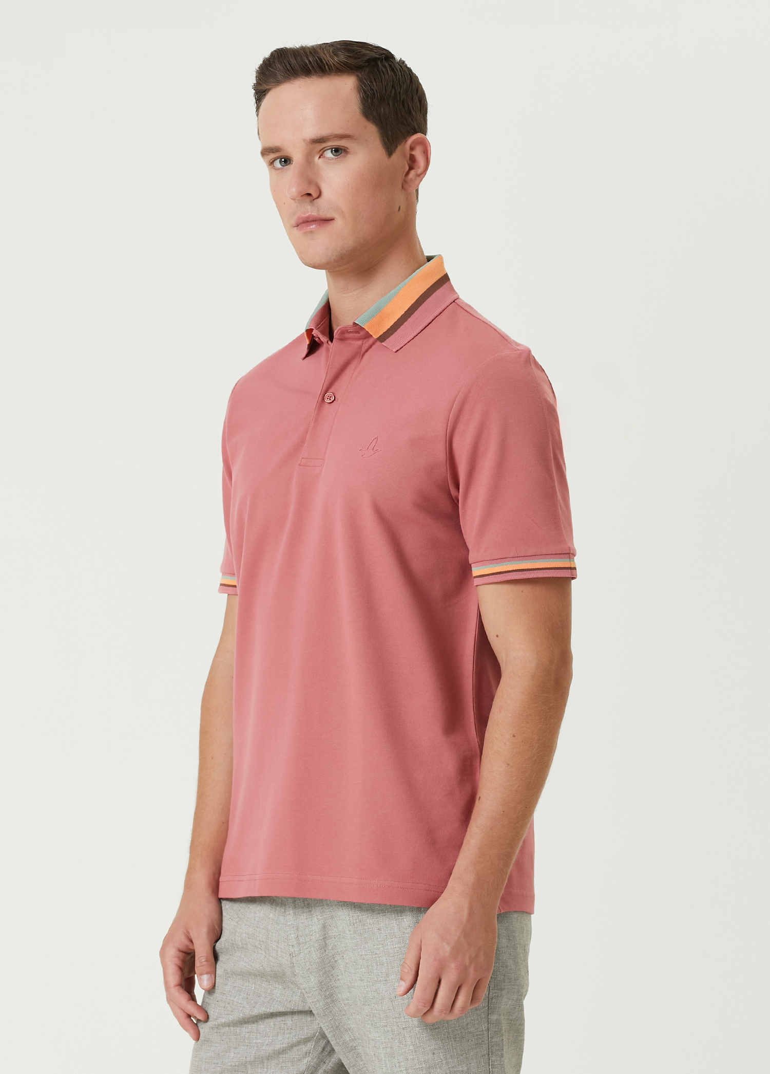 Comfort Fit Polo Yaka Colorblocked Detaylı T-shirt_3