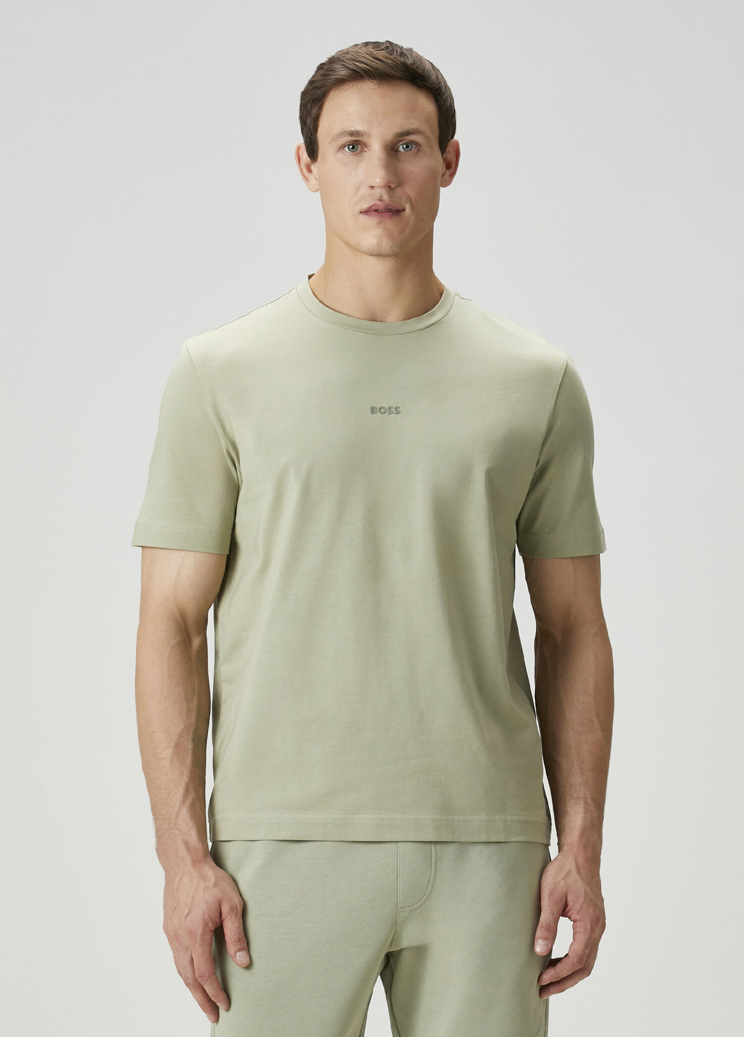 Yeşil Logo Baskılı Jersey T-shirt