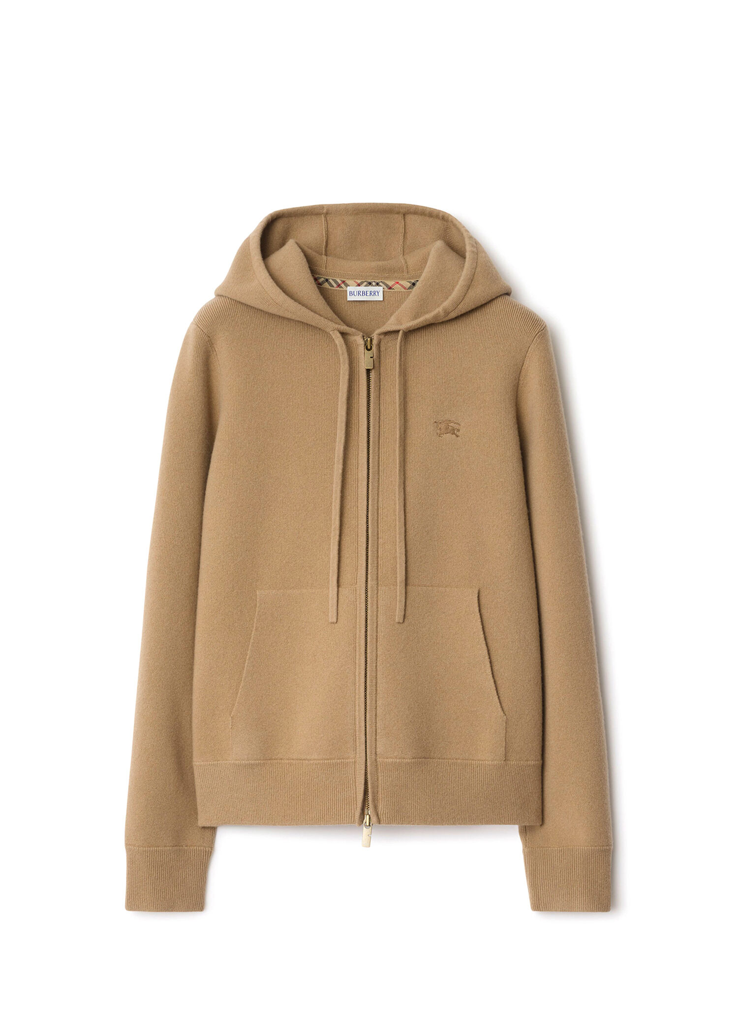 Burberry Bej Kadın Bej Blend Zip Kapüşonlu Kaşmir Kadın Sweatshirt