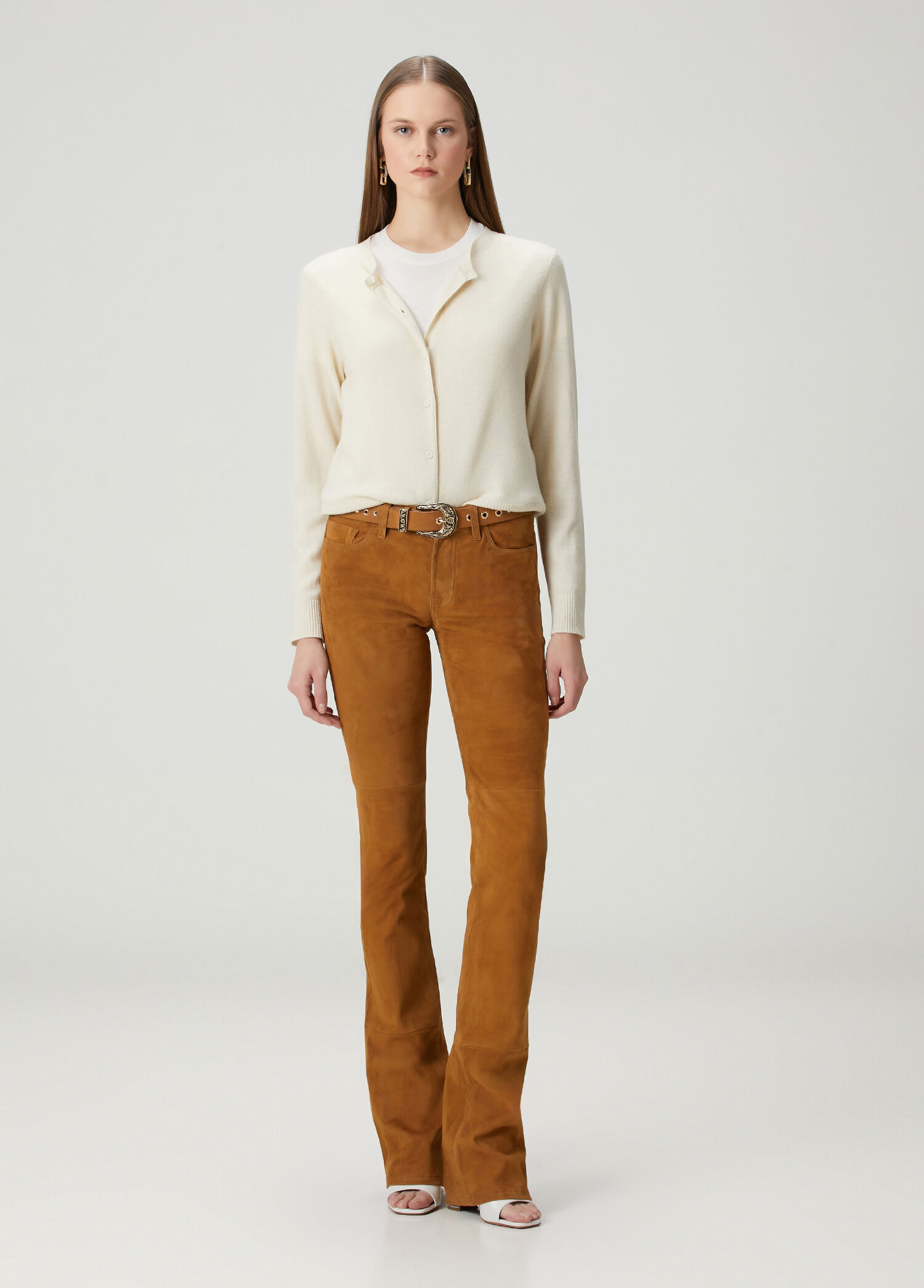 Karamel Flared Süet Pantolon