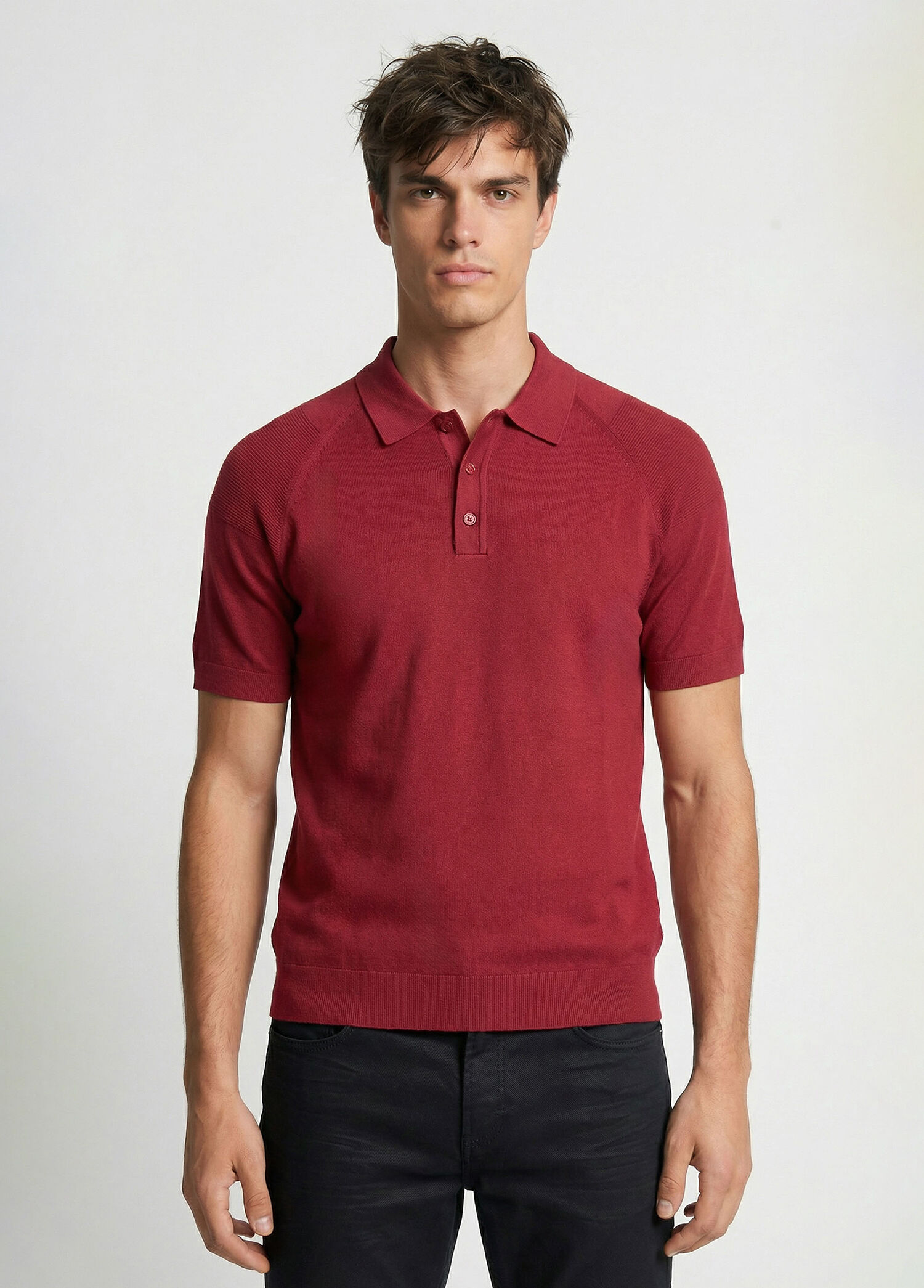 Bordo Polo Yaka Triko Kazak