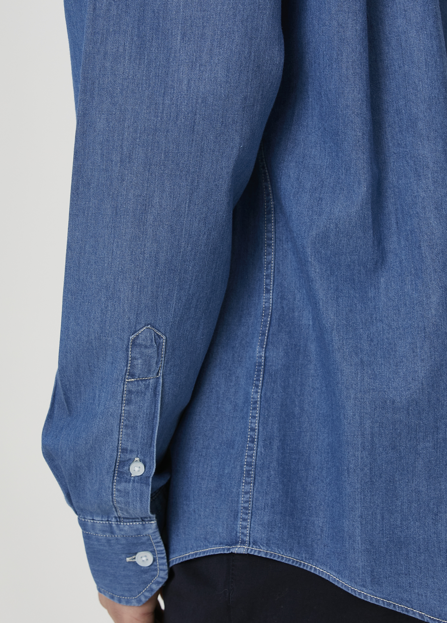 Comfort Fit Koyu Mavi Denim Gömlek_6