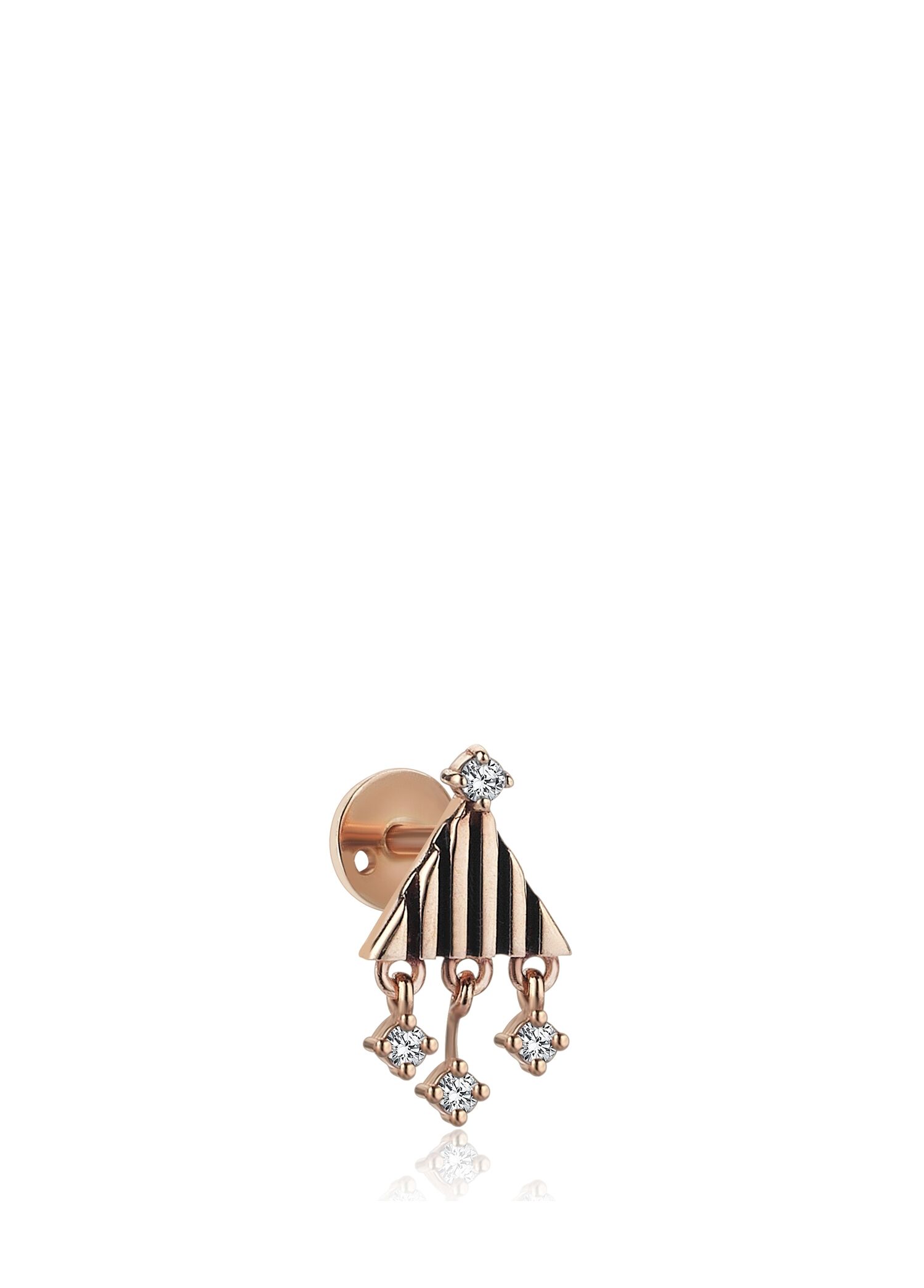 Üçgen Sallantılı Tragus Pırlanta Detaylı Kadın Altın Kıkırdak Küpe