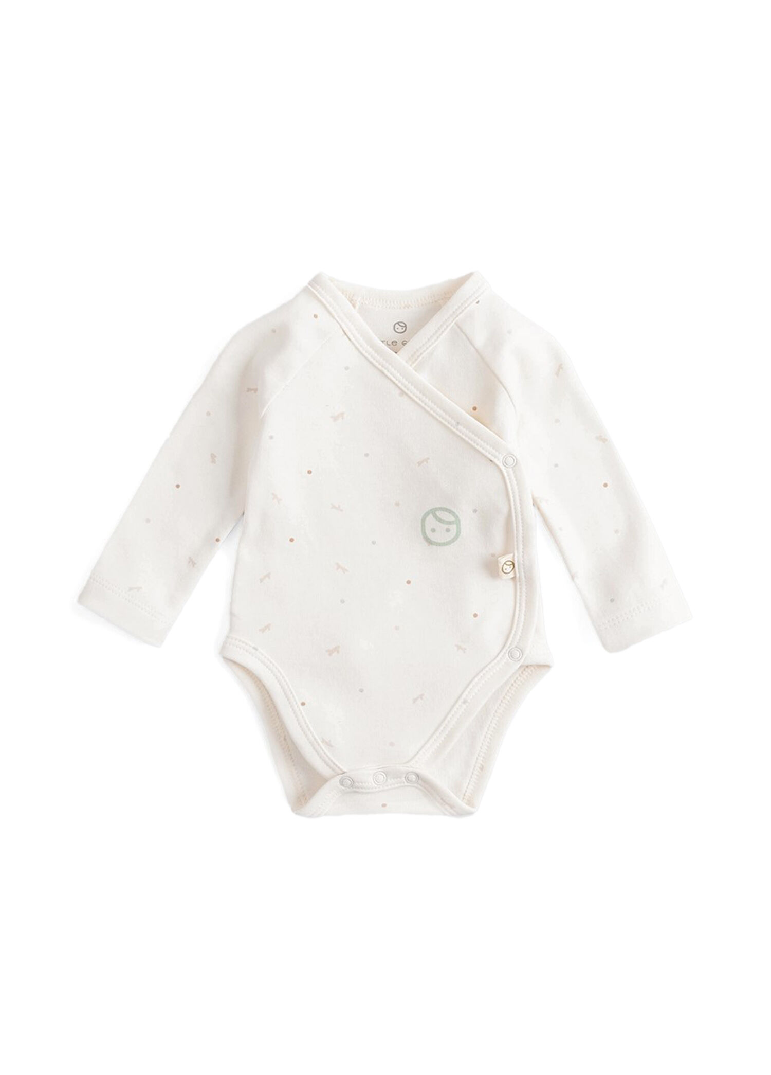 Twig Ekru Pamuklu Kruvaze Uzun Kollu Unisex Bebek Zıbın