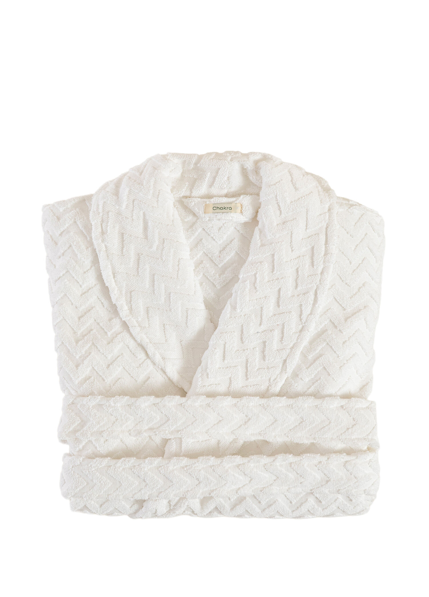 Zigzag Beyaz %100 Pamuk Unisex Bornoz