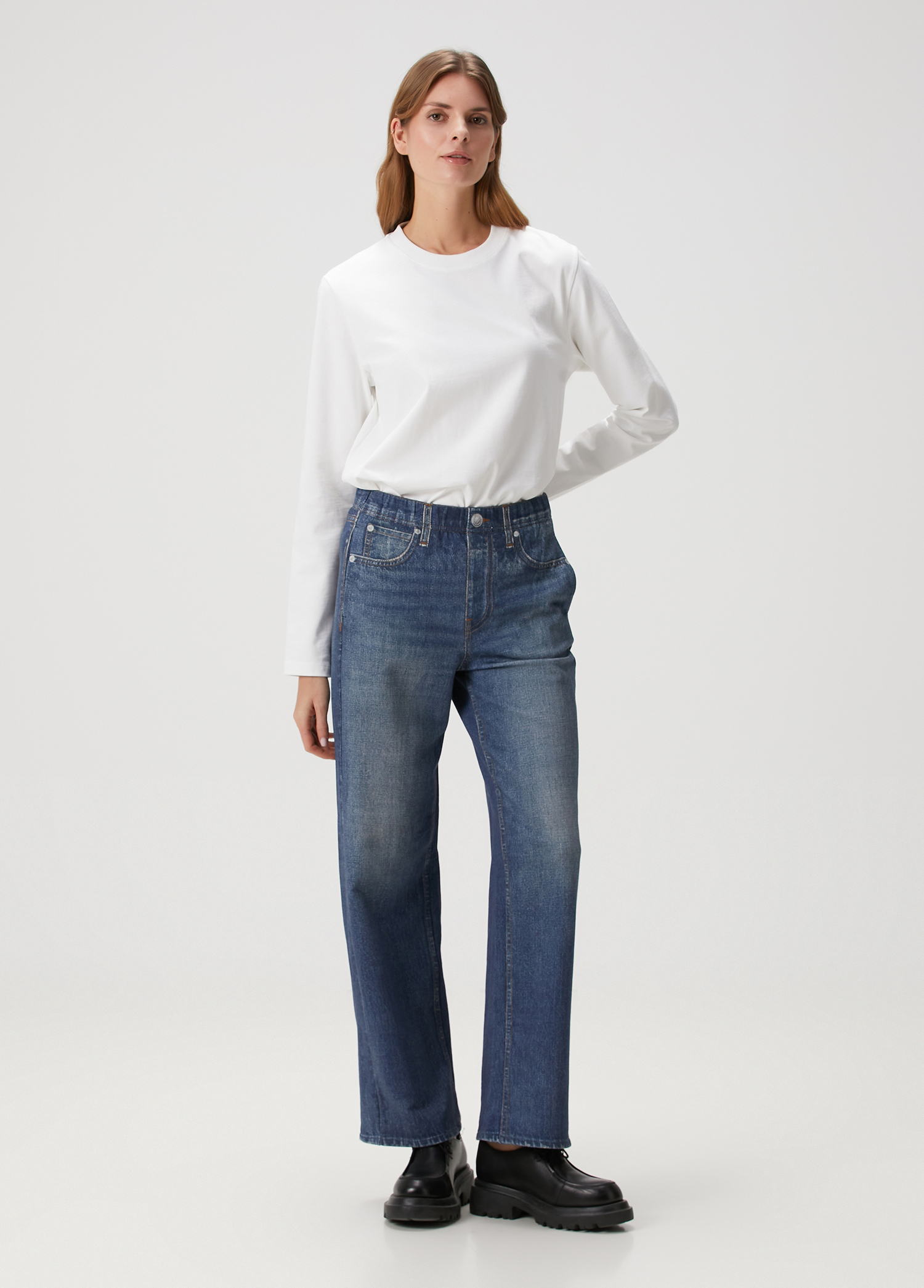 Miramar Terry Mavi Wide Leg Jean Pantolon