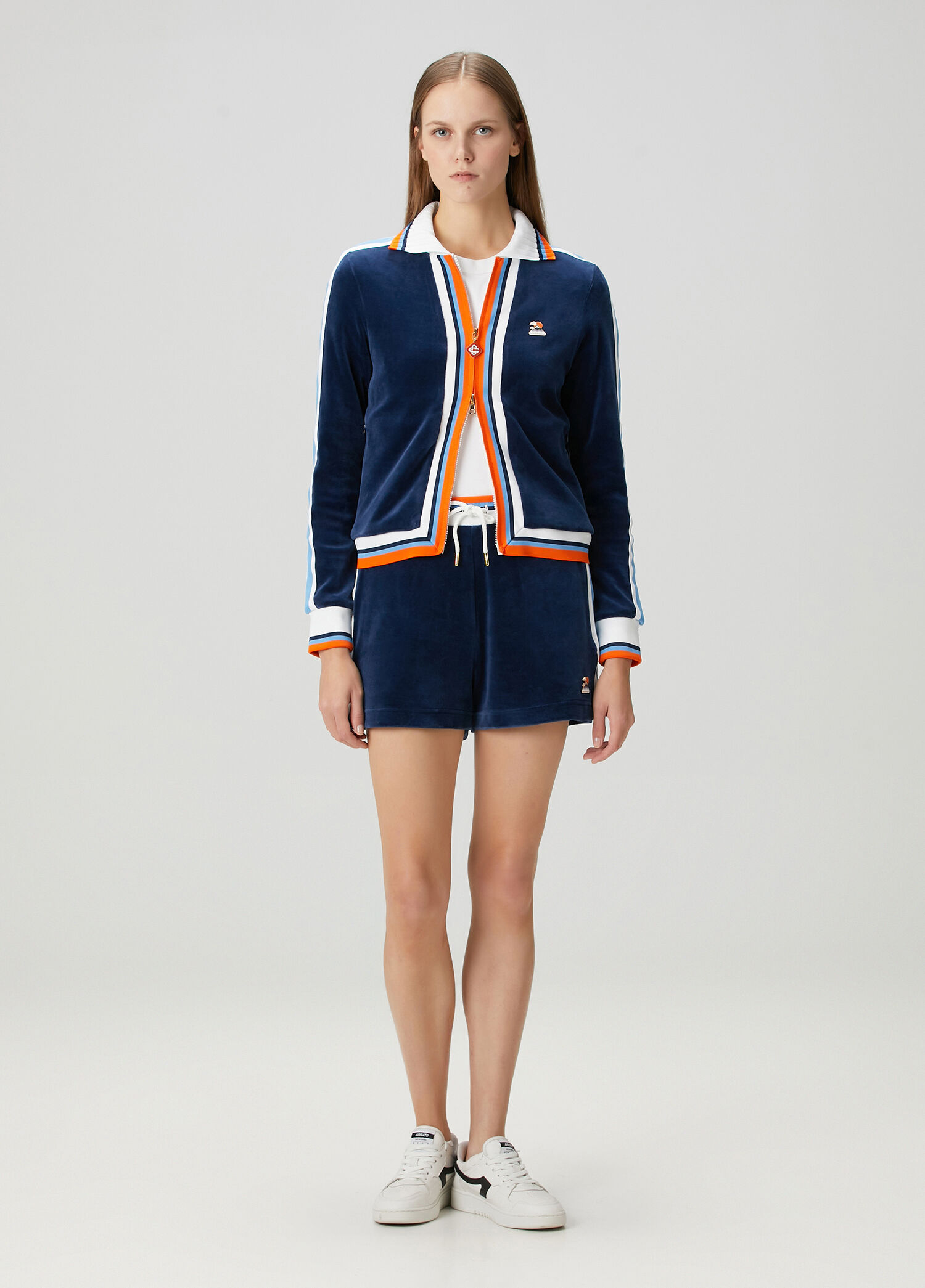 Navy Blue Velvet Shorts