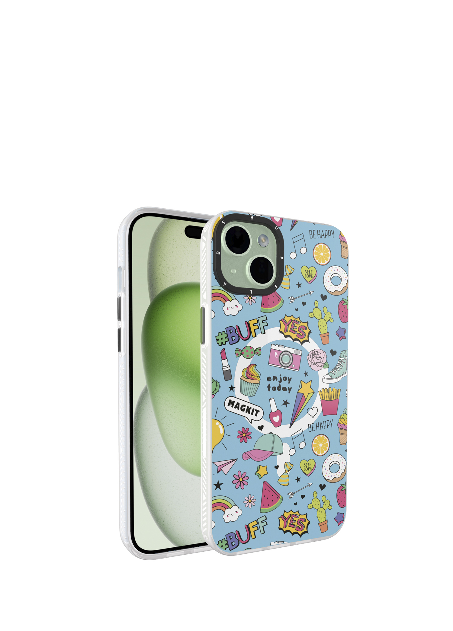 Buff Blue Junior iPhone 15 Plus MagKit Desenli Kılıf