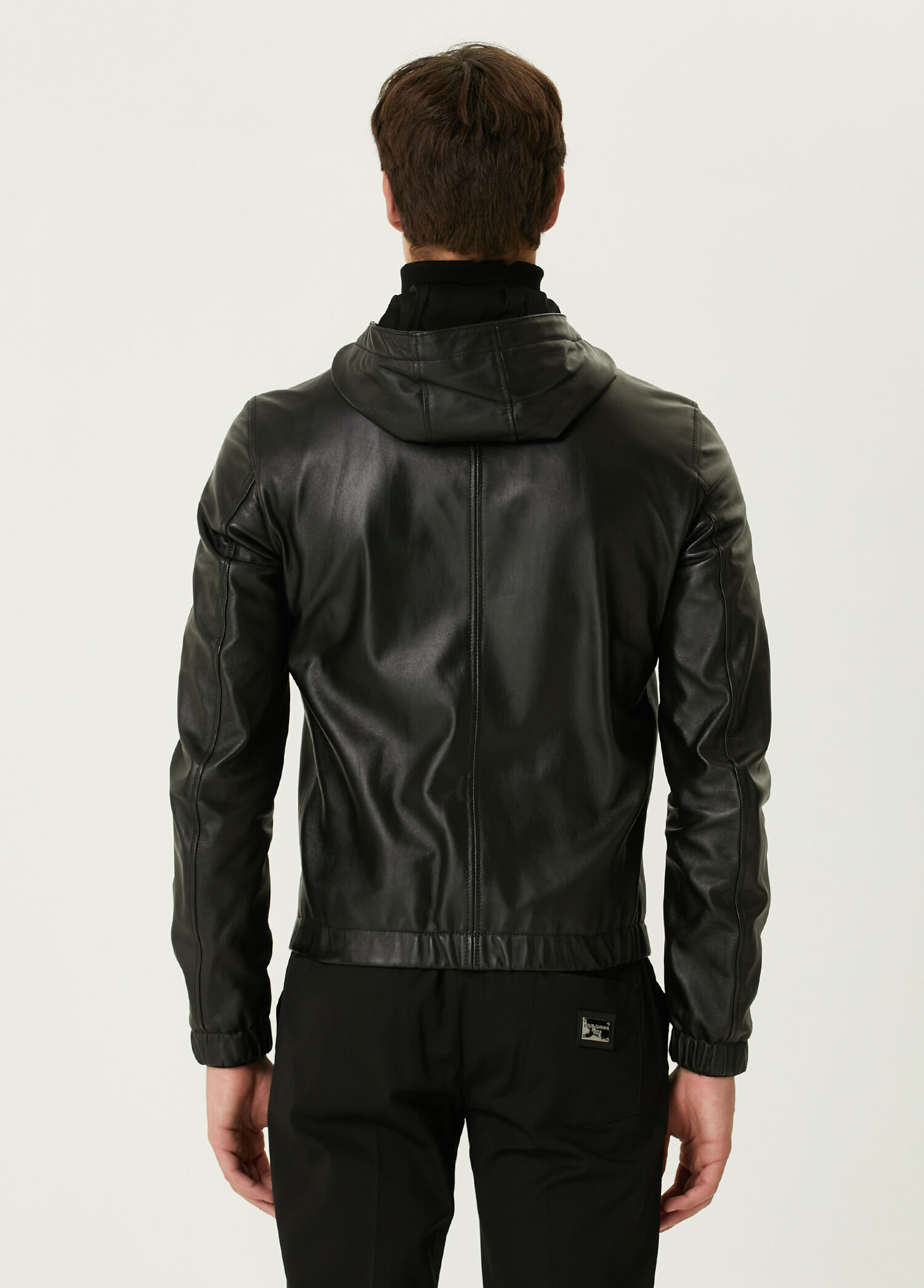 Dolce&Gabbana - Black Hooded Leather Jacket