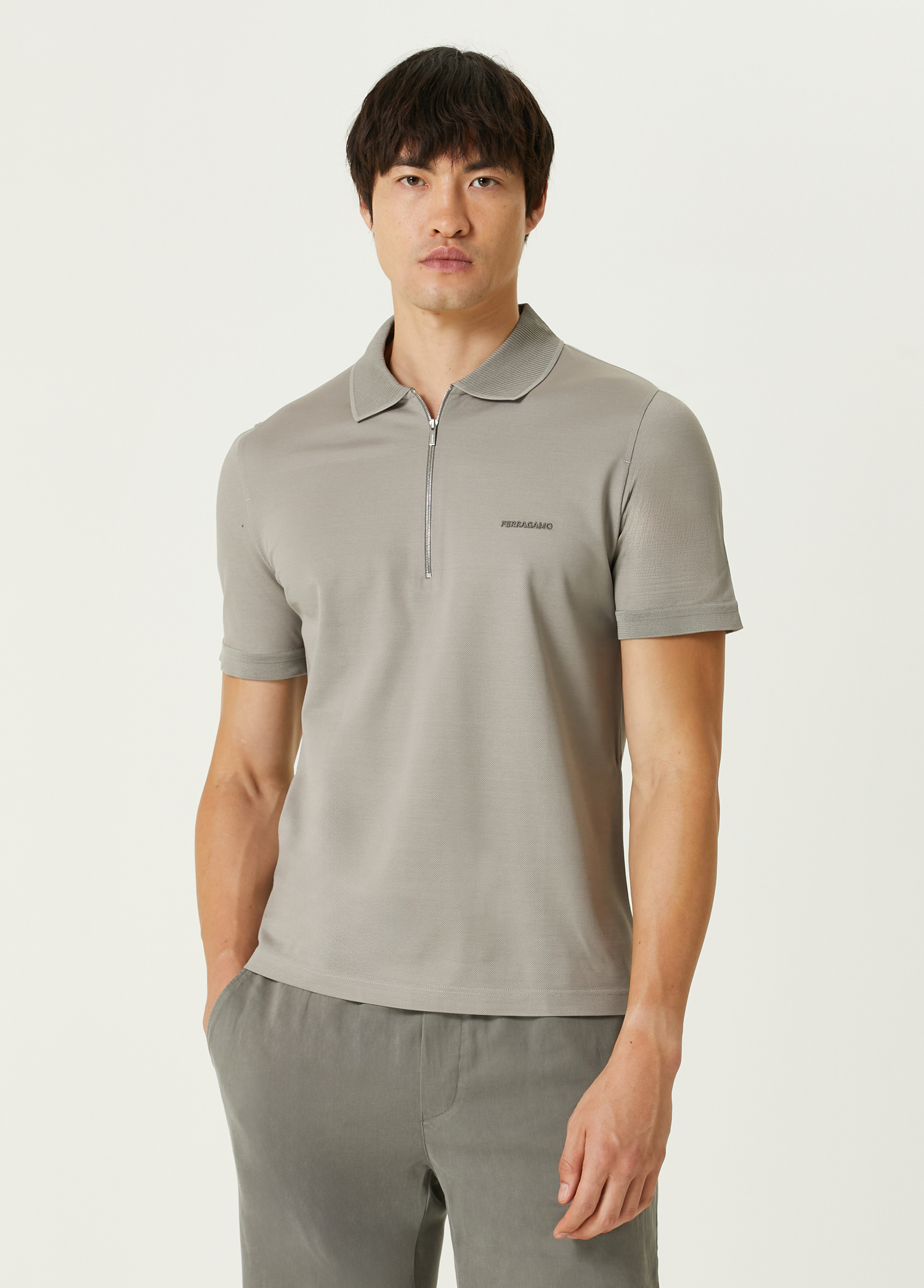 Gri Polo Yaka T-shirt